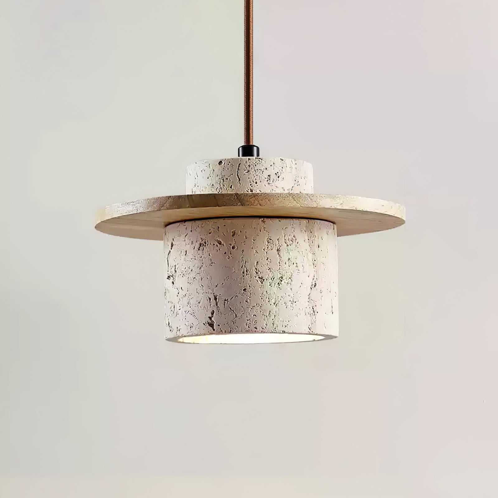 Elvaria Disc Cylinder Travertine Pendant Light - Letslighting