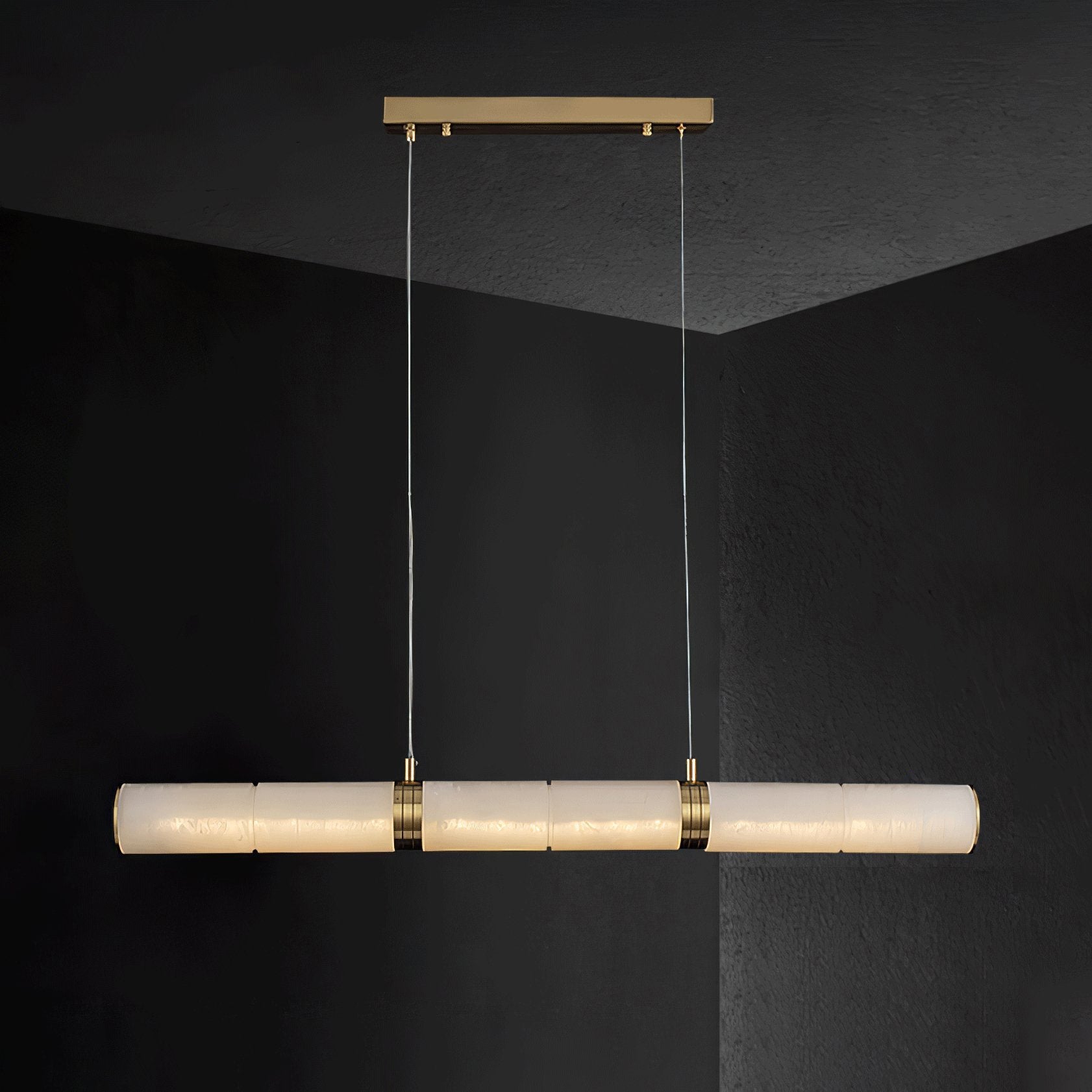 Stream Modern Minimalist Alabaster Pendant Light - Lamp Copper