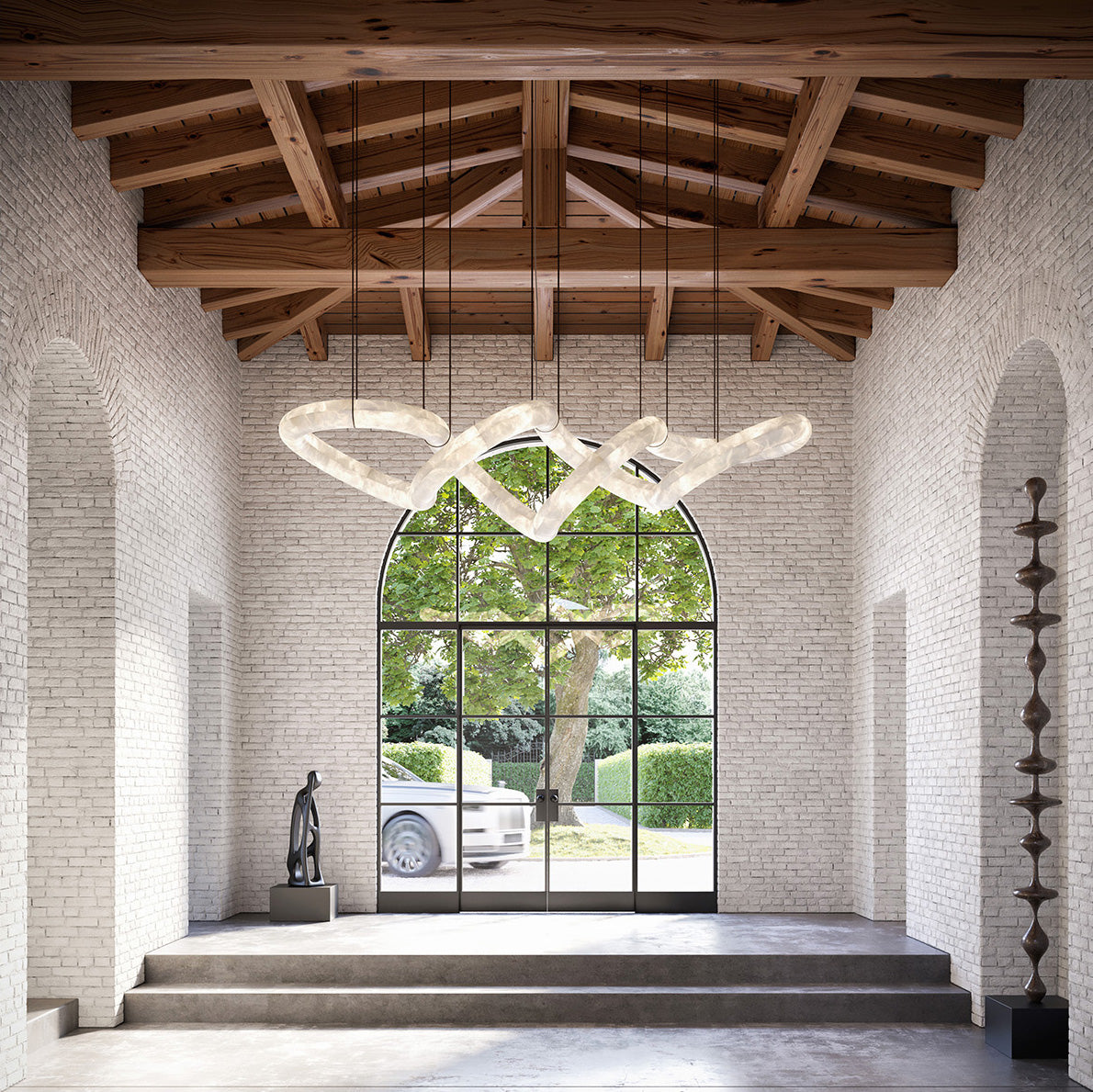 Utalyra Curved Alabaster Pendant Light - Letslighting