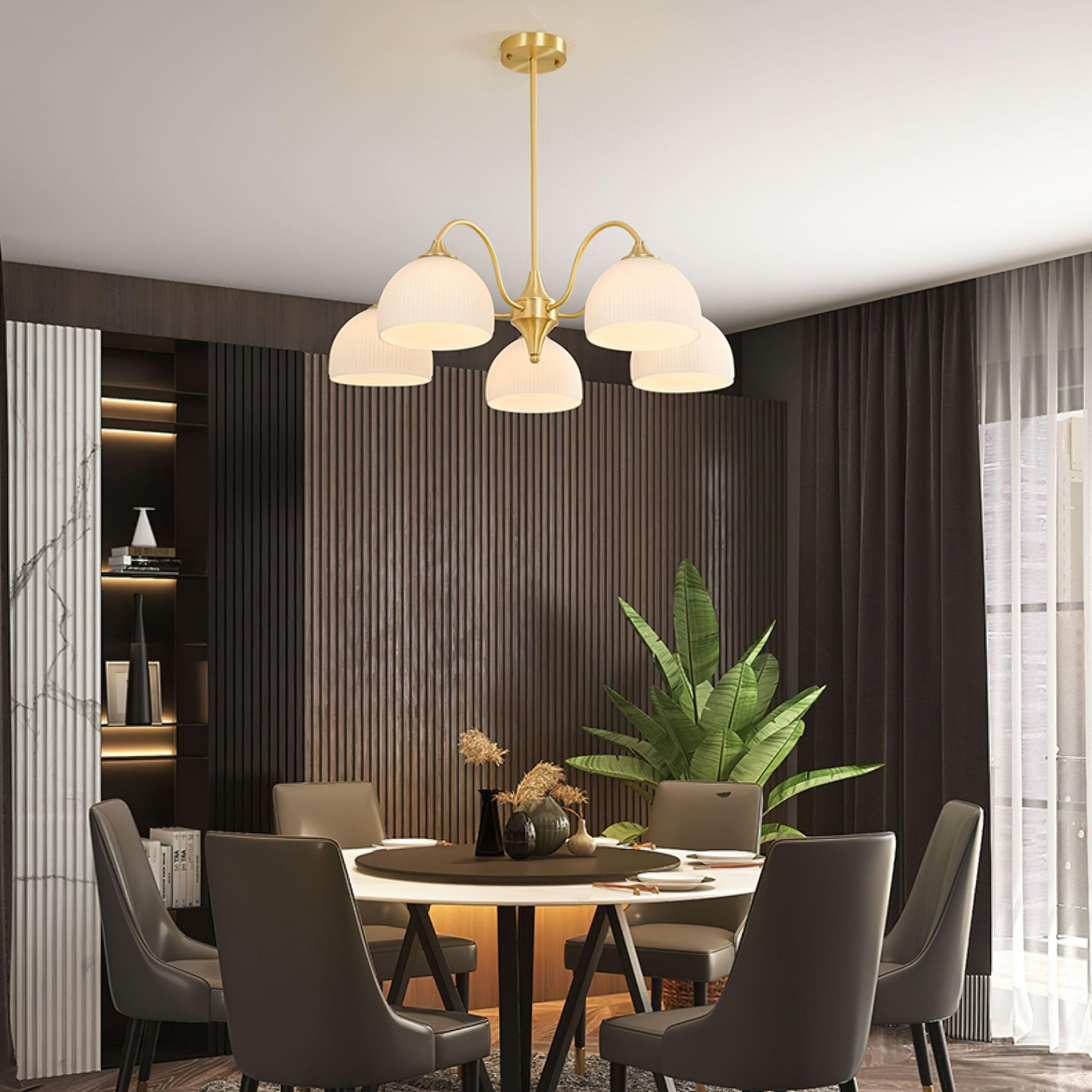 Lustra Chandelier Striped Glass Bowl - Neutralighting