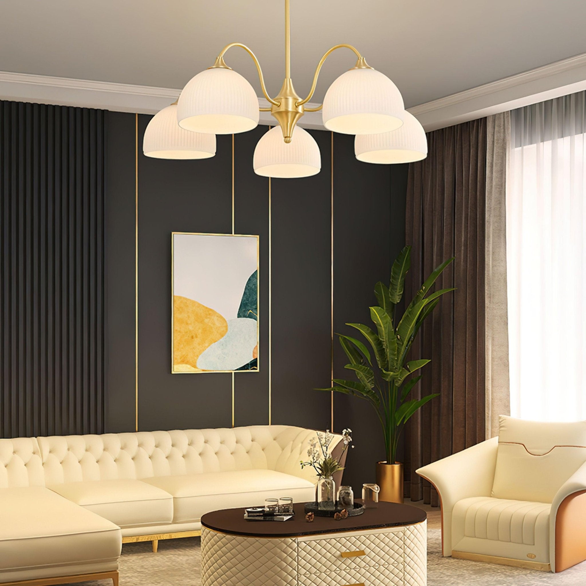 Lustra Chandelier Striped Glass Bowl - Neutralighting