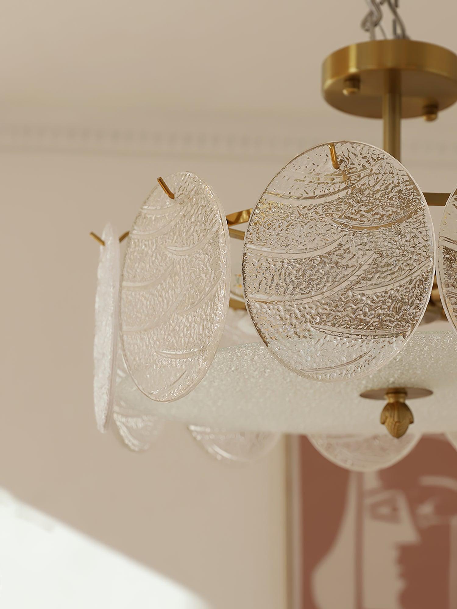Lustra Lampe De Plafond Avec Finition Dorée Et Verre Strié - Neutralighting