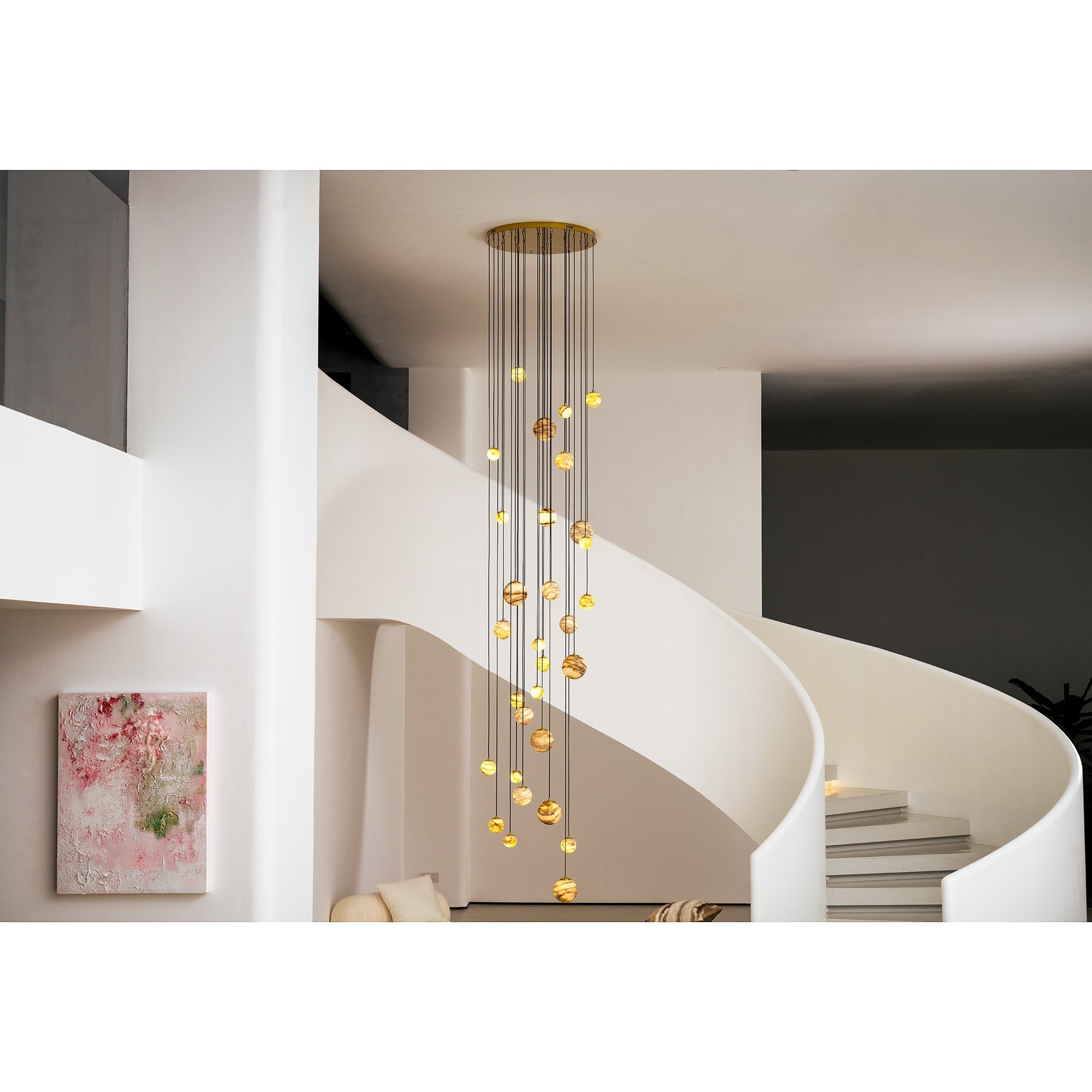 Arsorarae Modern Minimalist Cluster Alabaster Chandelier - Lamp Copper