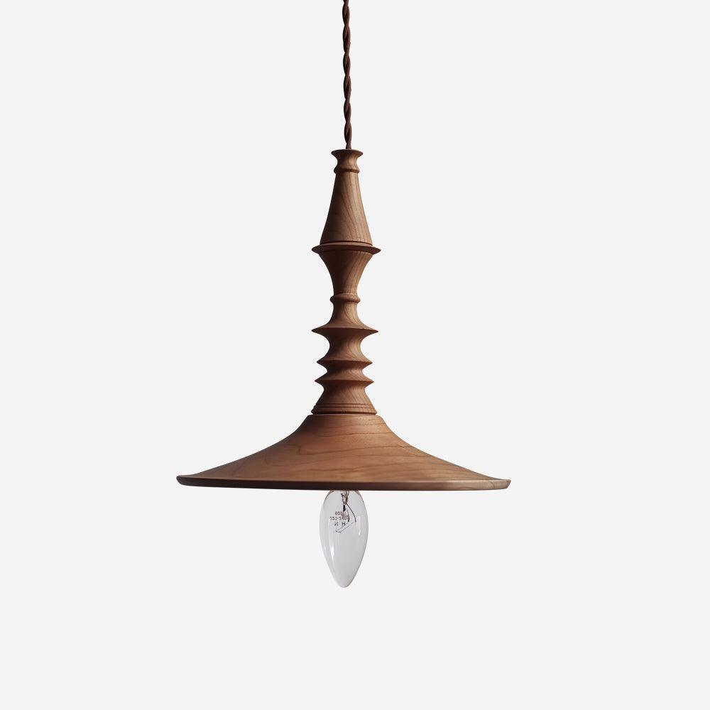 Pendant Lamp Wood Walnut Shade Modern Minimalist Cozy Warm - Letslighting