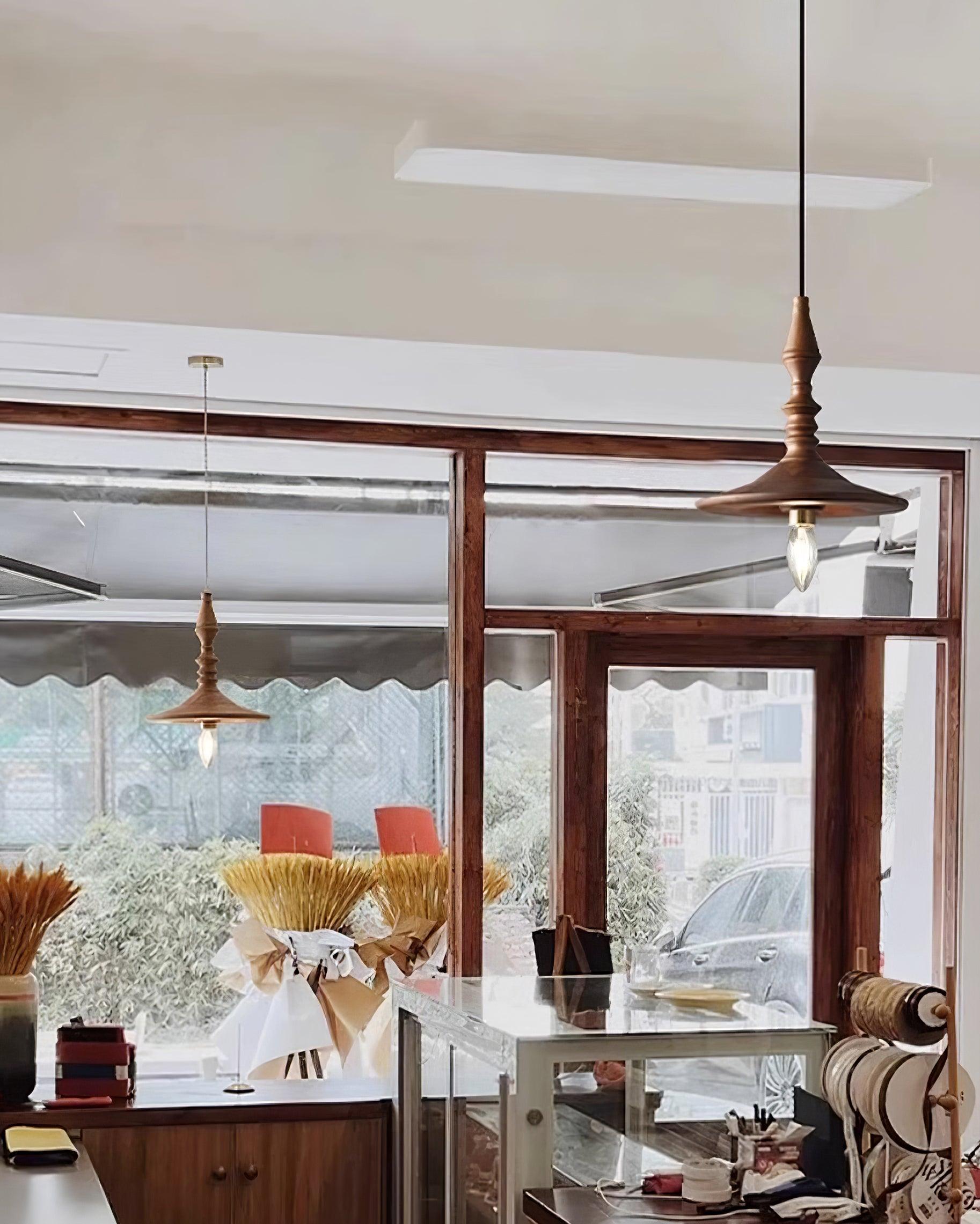 Pendant Lamp Wood Walnut Shade Modern Minimalist Cozy Warm - Letslighting