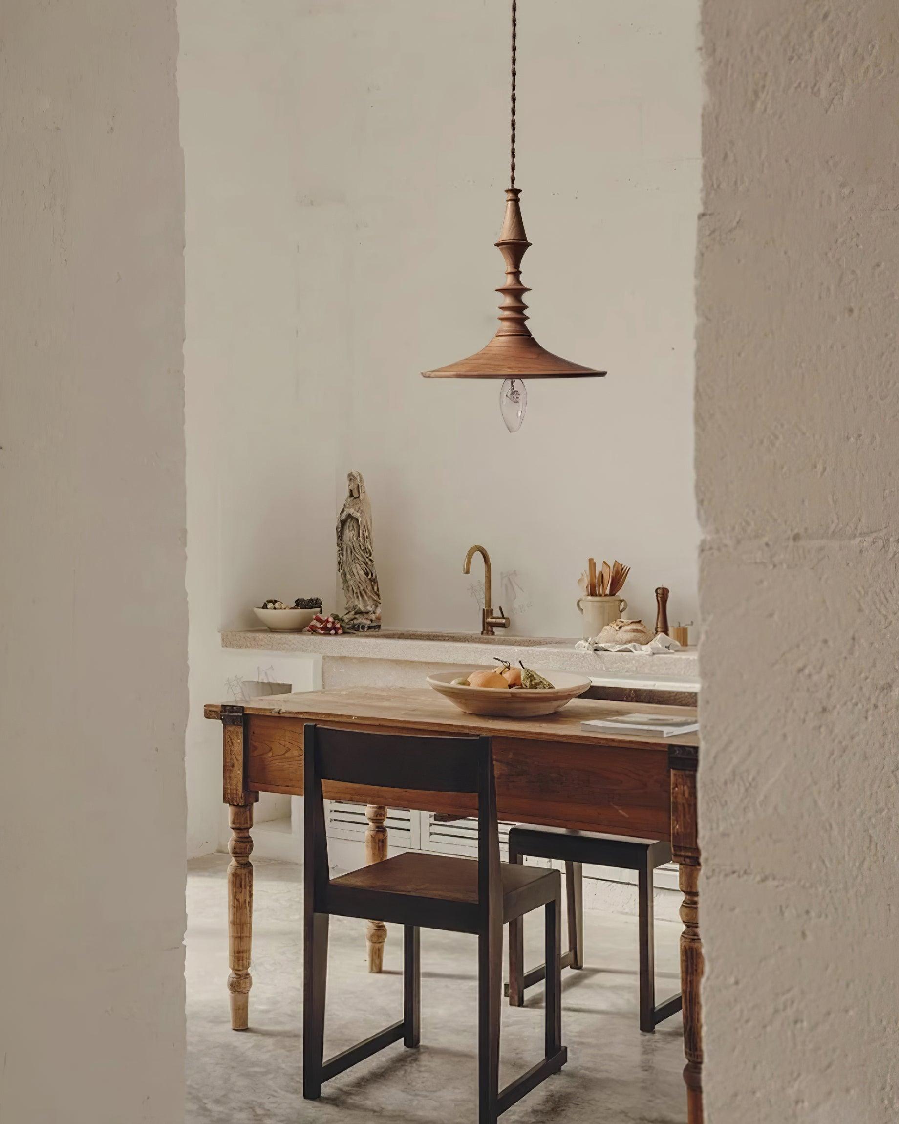 Pendant Lamp Wood Walnut Shade Modern Minimalist Cozy Warm - Letslighting