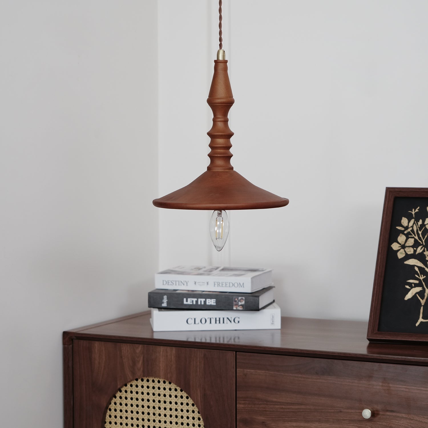 Iraeiel Vintage Minimalist Wooden Pendant Light - Lamp Copper