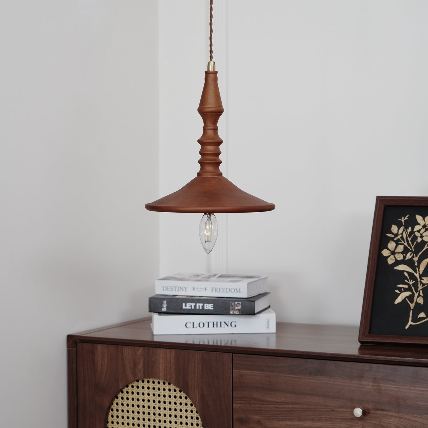 Iraeiel Vintage Minimalist Wooden Pendant Light - Lamp Copper
