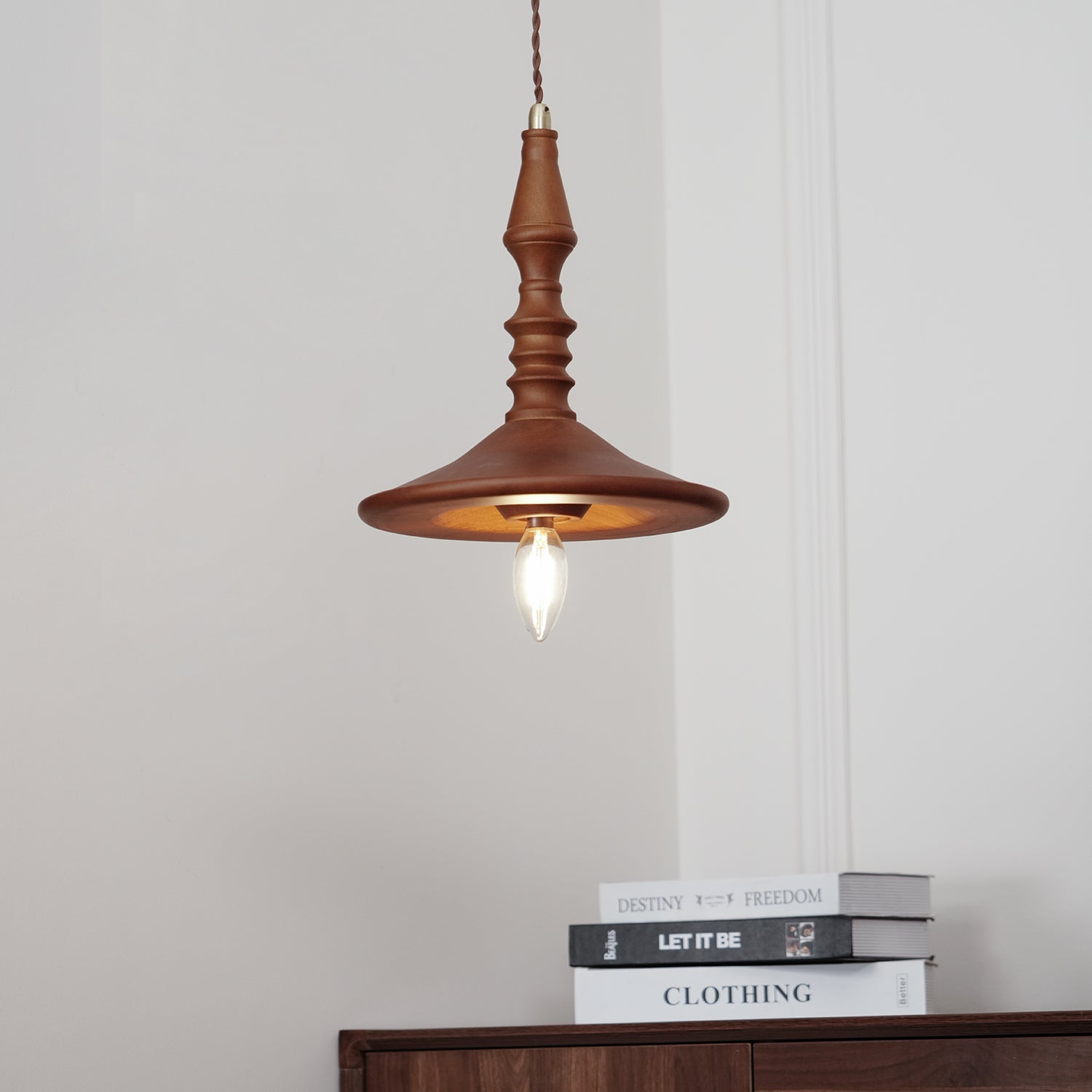 Iraeiel Vintage Minimalist Wooden Pendant Light - Lamp Copper