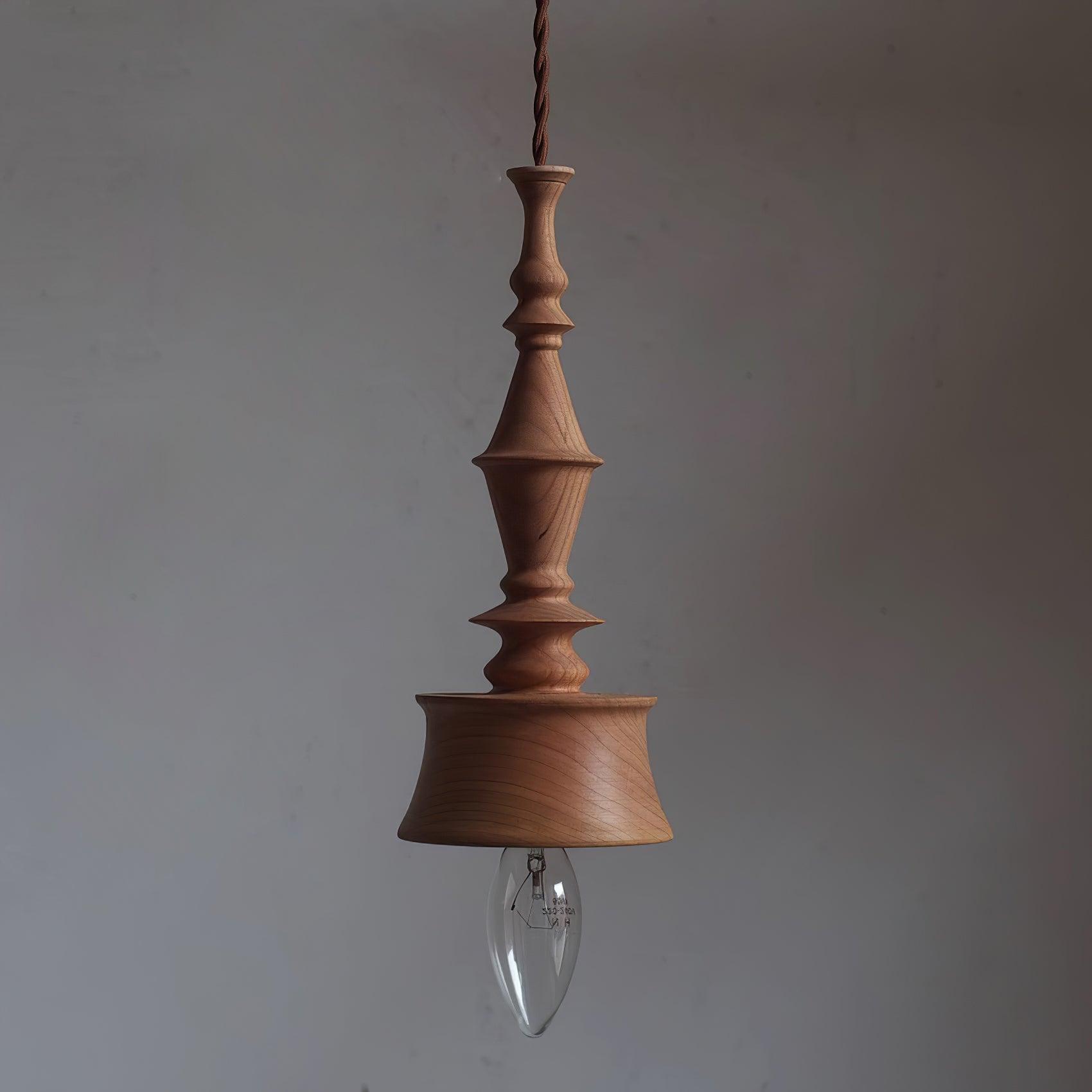 Pendant Lamp Wood Walnut Shade Modern Minimalist Cozy Warm - Letslighting