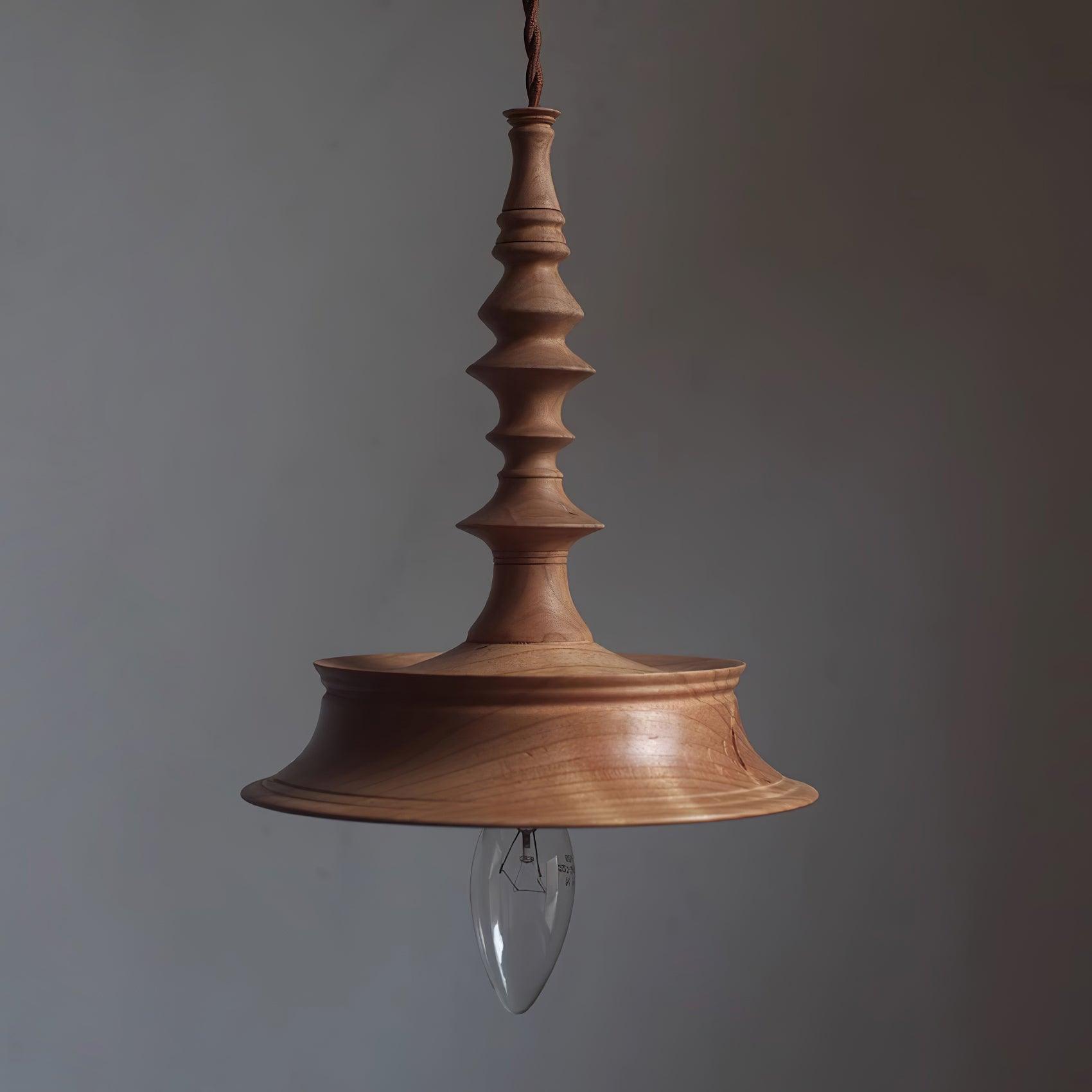 Pendant Lamp Wood Walnut Shade Modern Minimalist Cozy Warm - Letslighting