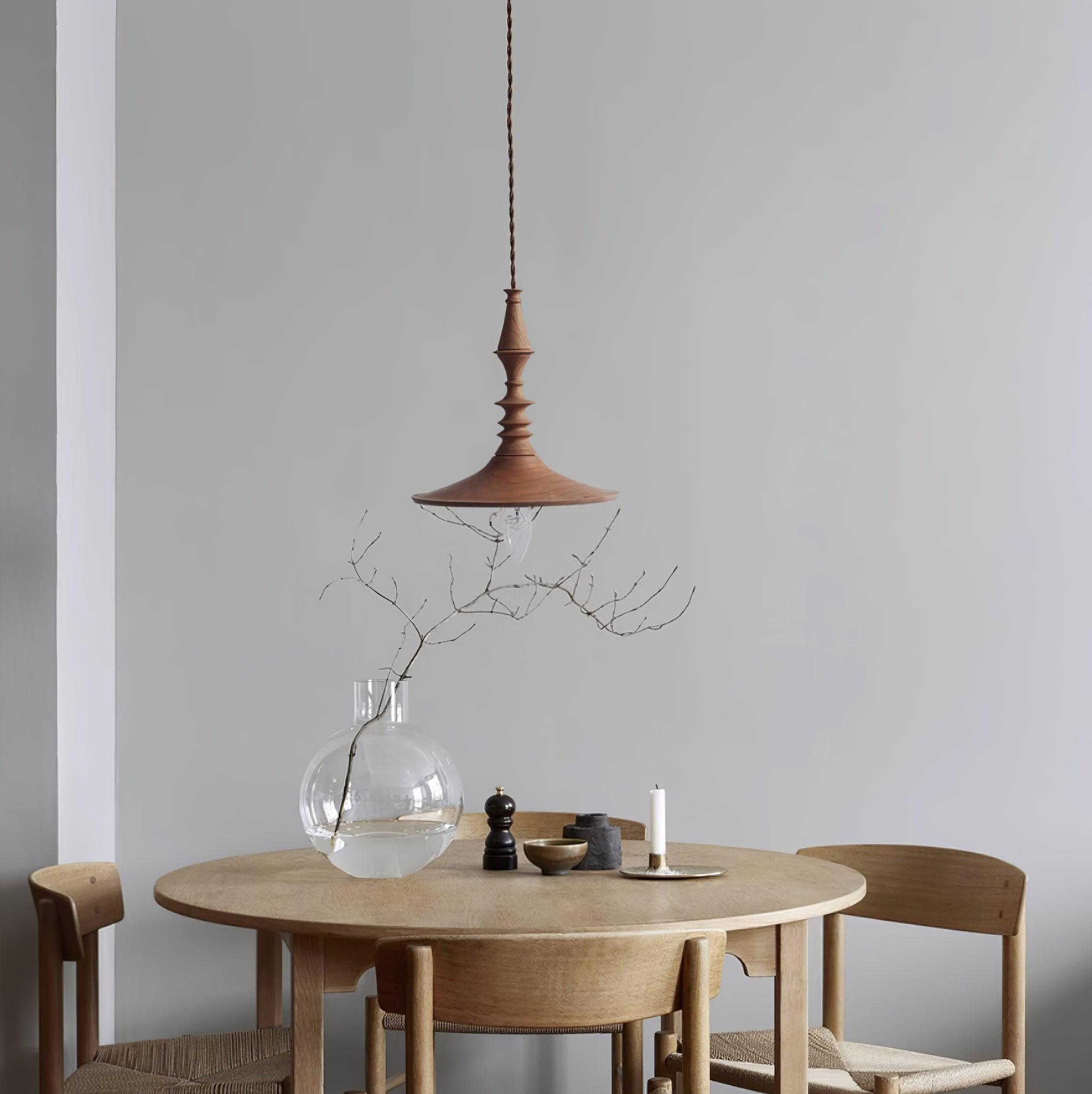 Pendant Lamp Wood Walnut Shade Modern Minimalist Cozy Warm - Letslighting