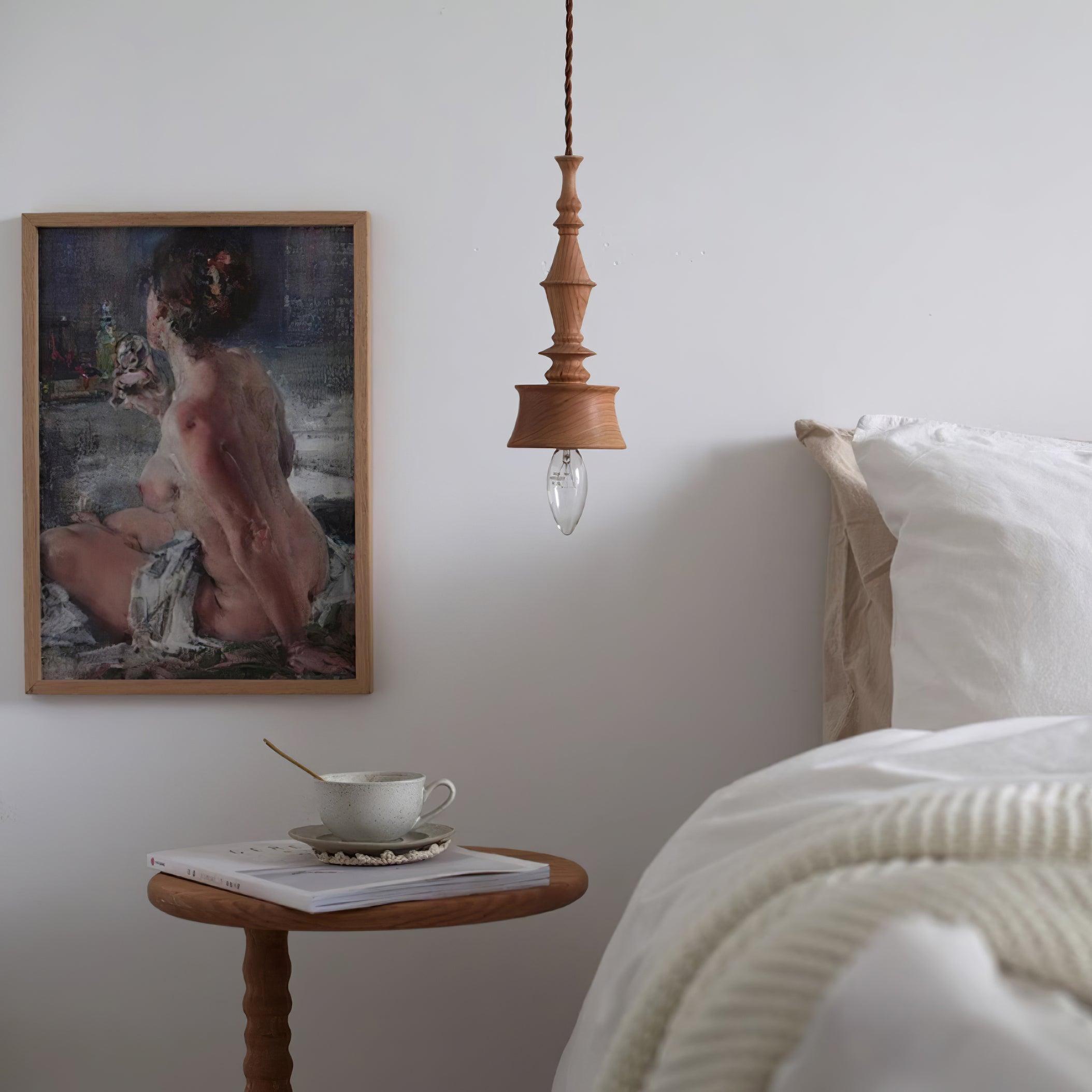 Pendant Lamp Wood Walnut Shade Modern Minimalist Cozy Warm - Letslighting