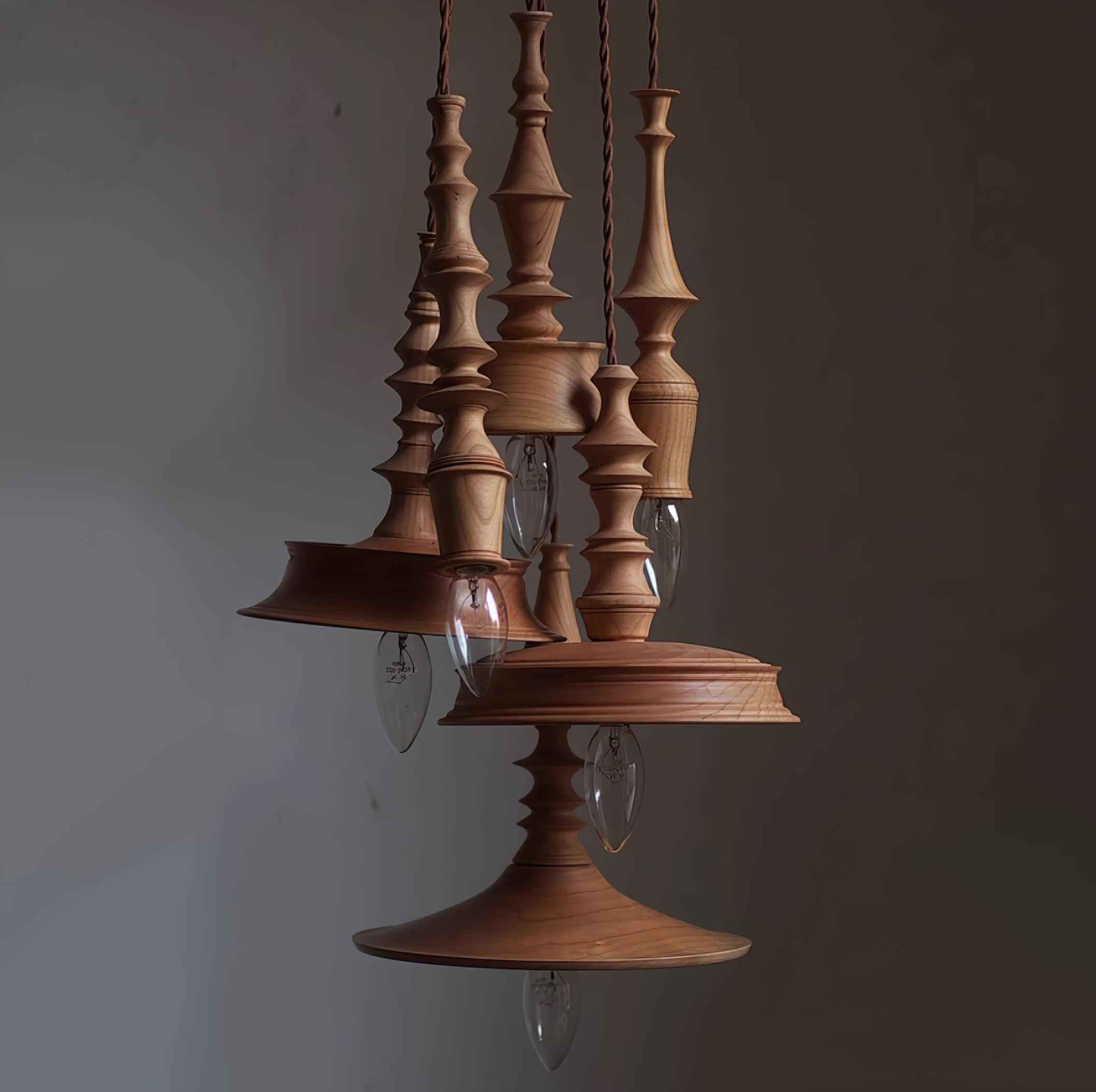 Pendant Lamp Wood Walnut Shade Modern Minimalist Cozy Warm - Letslighting