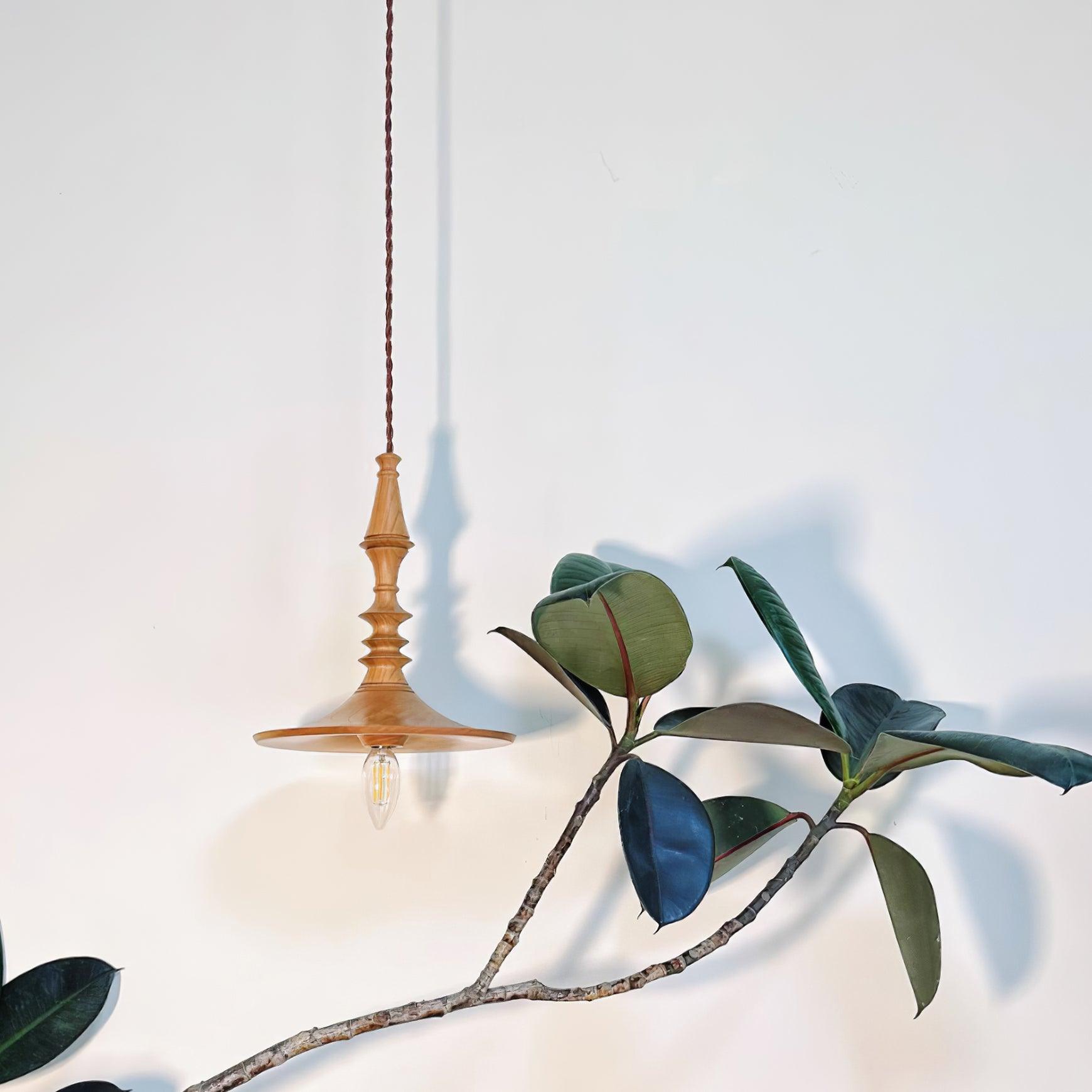 Pendant Lamp Wood Walnut Shade Modern Minimalist Cozy Warm - Letslighting