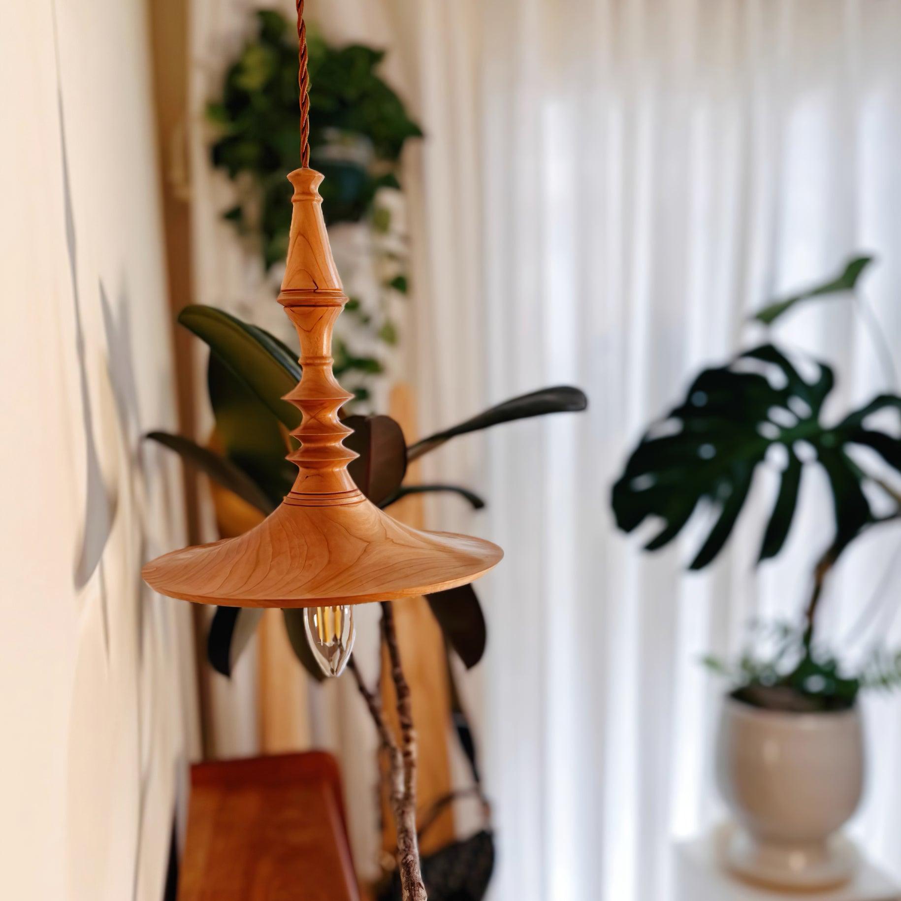 Pendant Lamp Wood Walnut Shade Modern Minimalist Cozy Warm - Letslighting