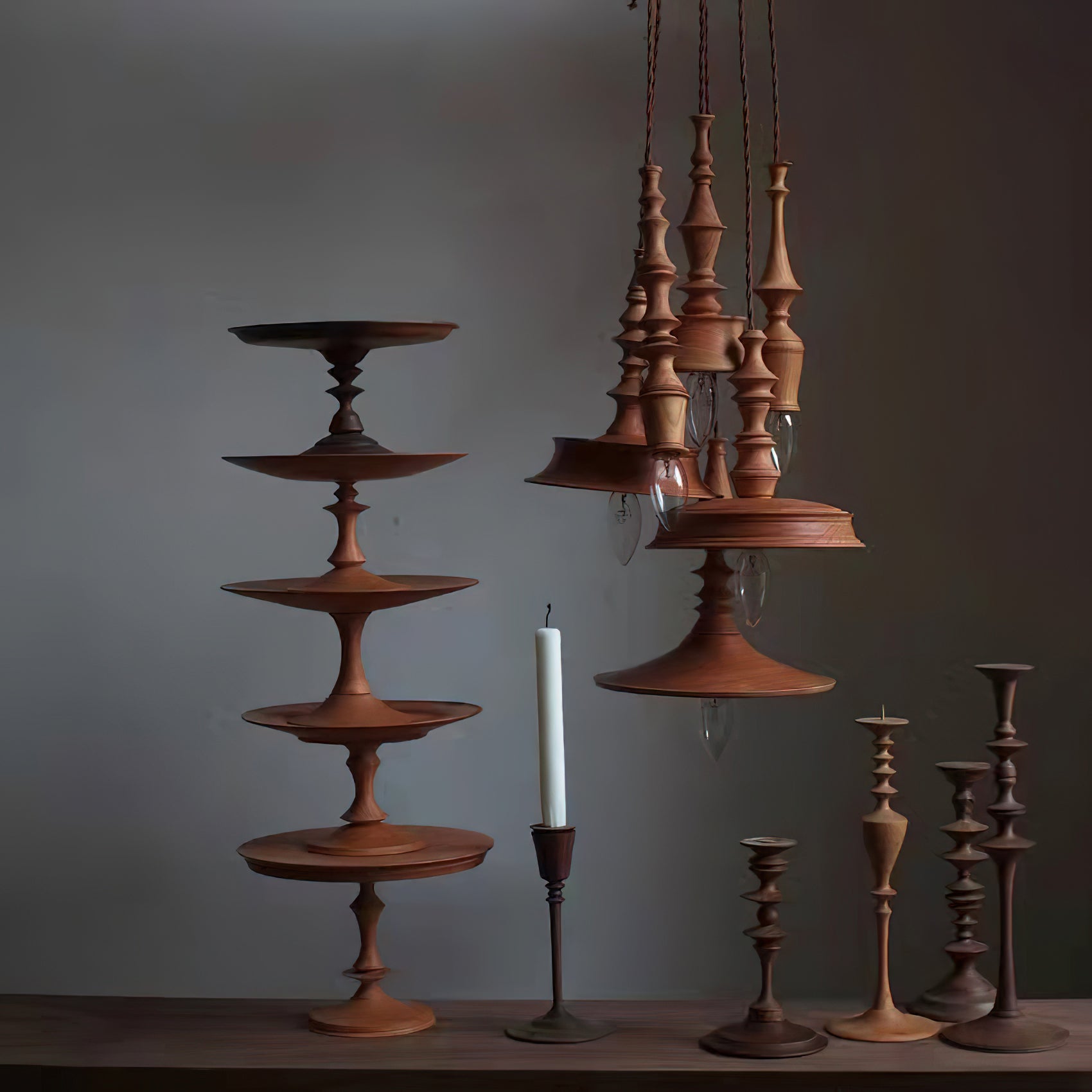 Iraeiel Vintage Minimalist Wooden Pendant Light - Lamp Copper