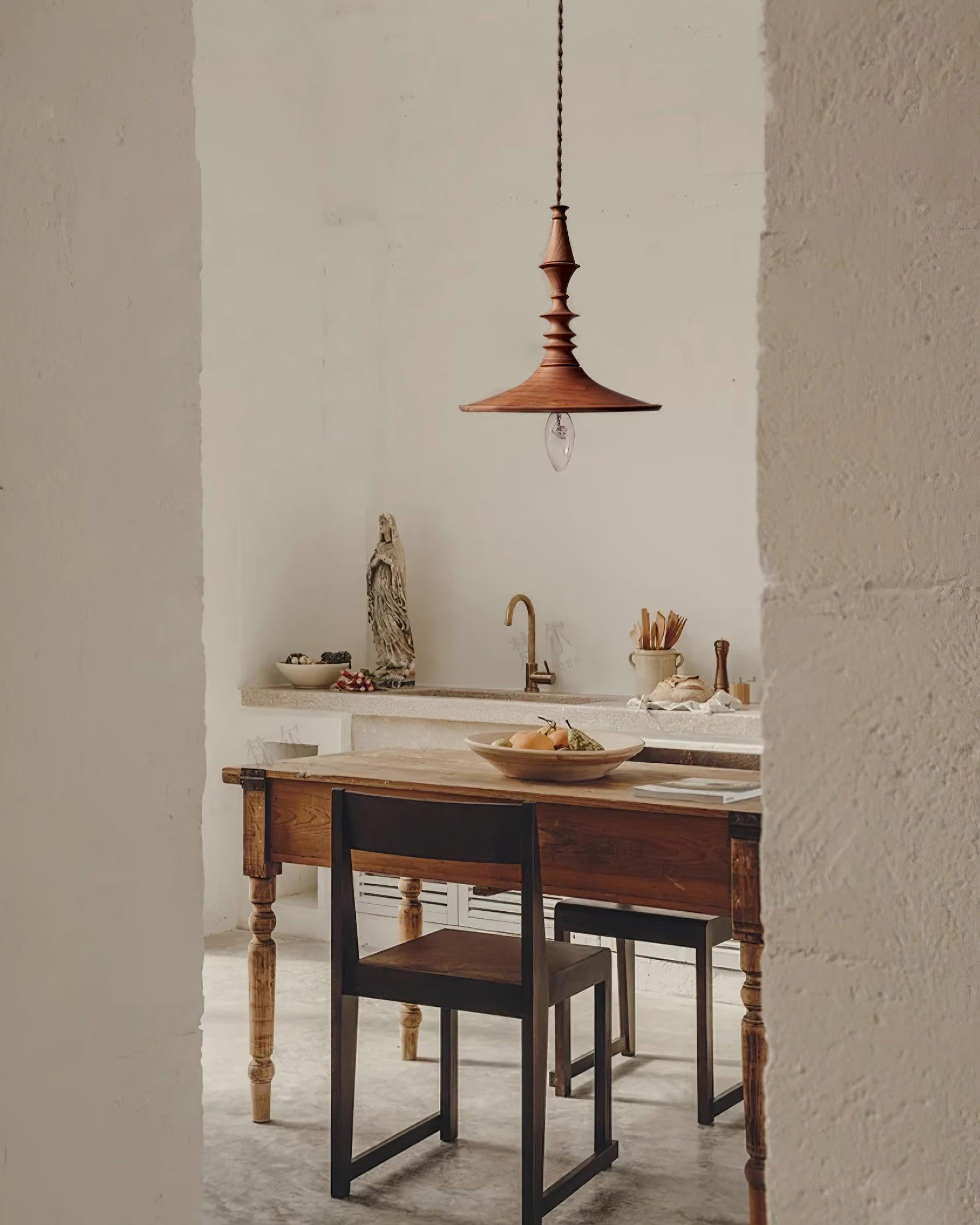 Iraeiel Vintage Minimalist Wooden Pendant Light - Lamp Copper