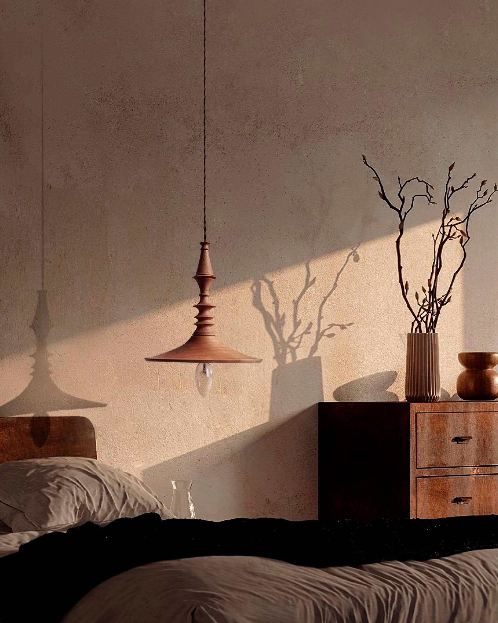 Iraeiel Vintage Minimalist Wooden Pendant Light - Lamp Copper