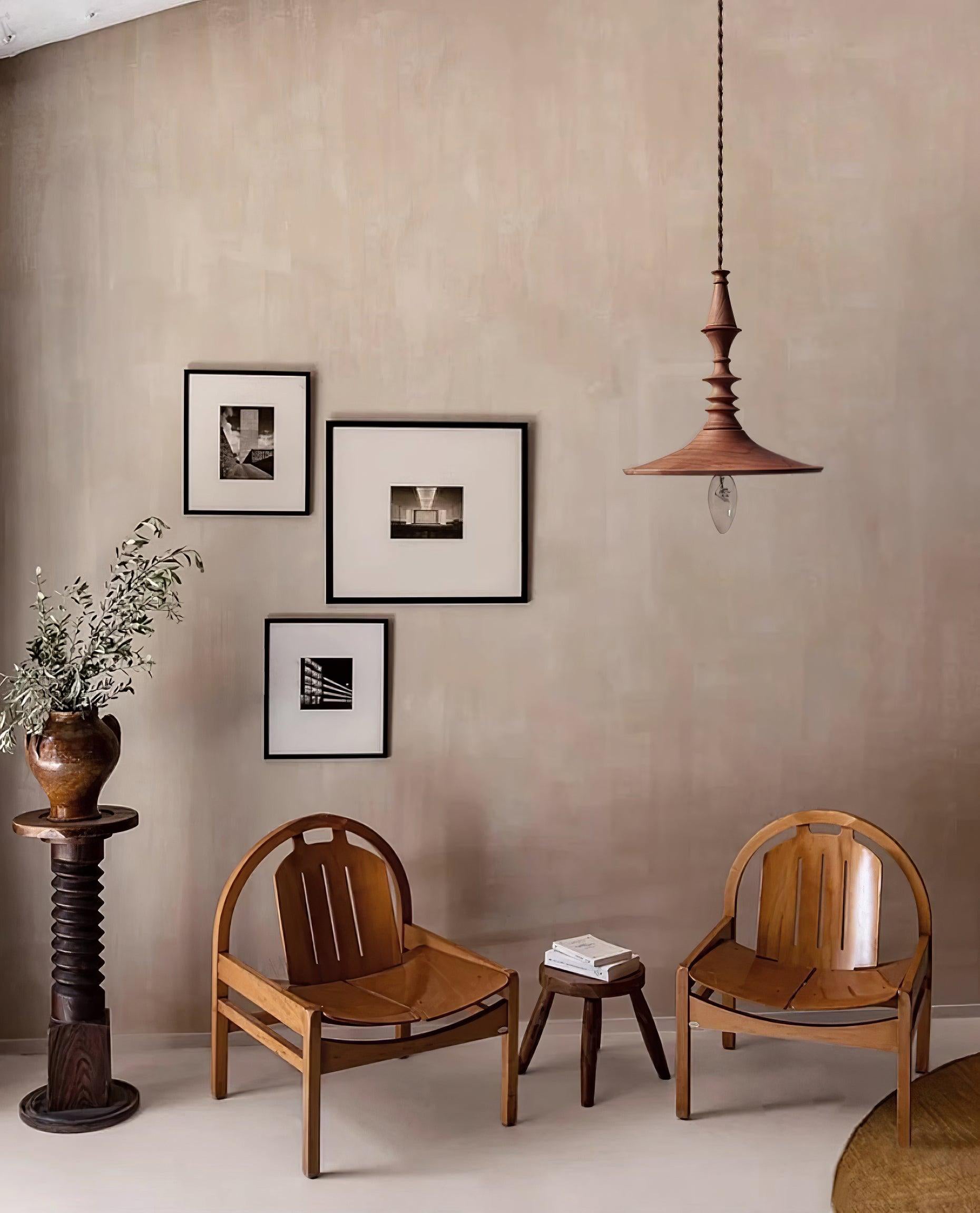 Iraeiel Vintage Minimalist Wooden Pendant Light - Lamp Copper