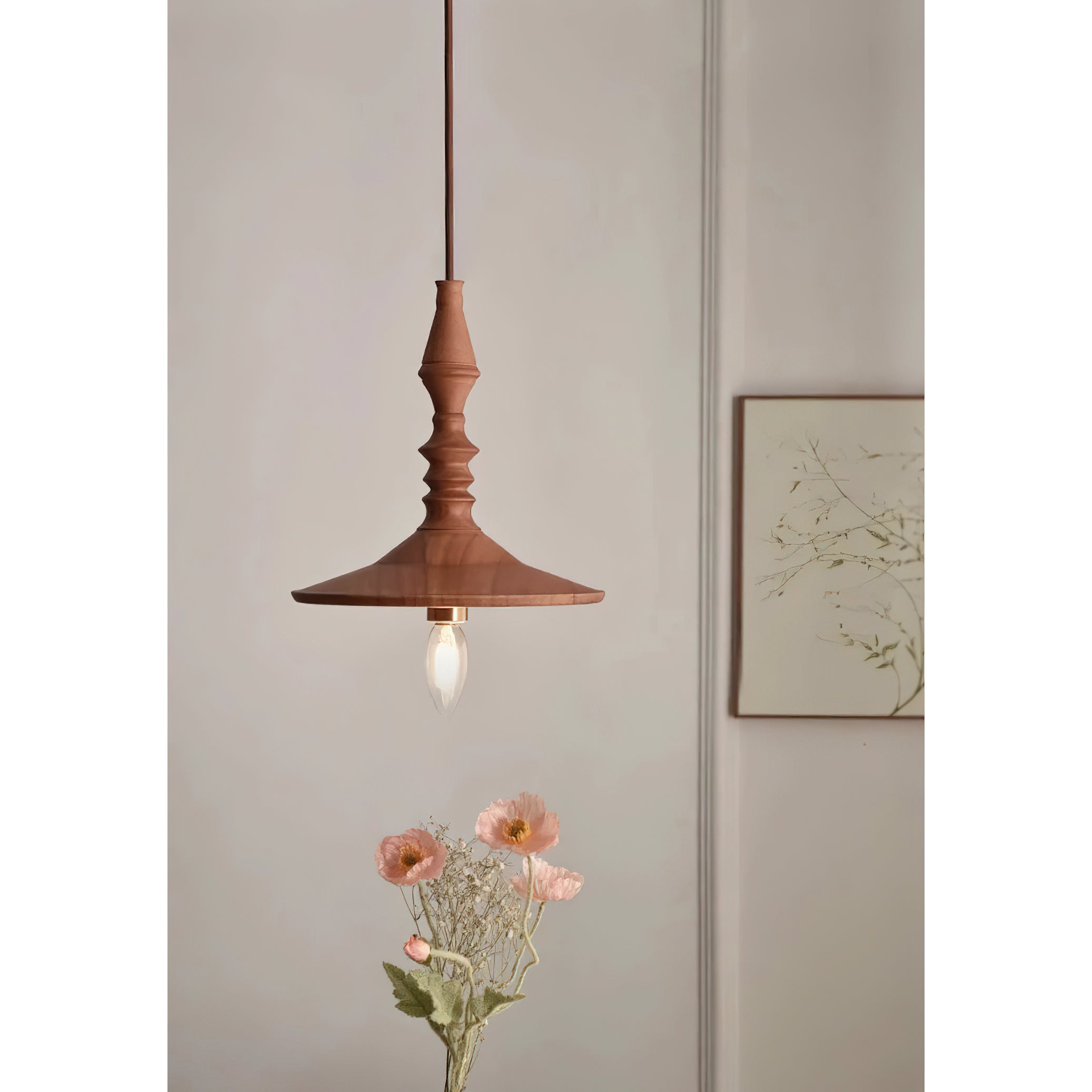 Iraeiel Vintage Minimalist Wooden Pendant Light - Lamp Copper