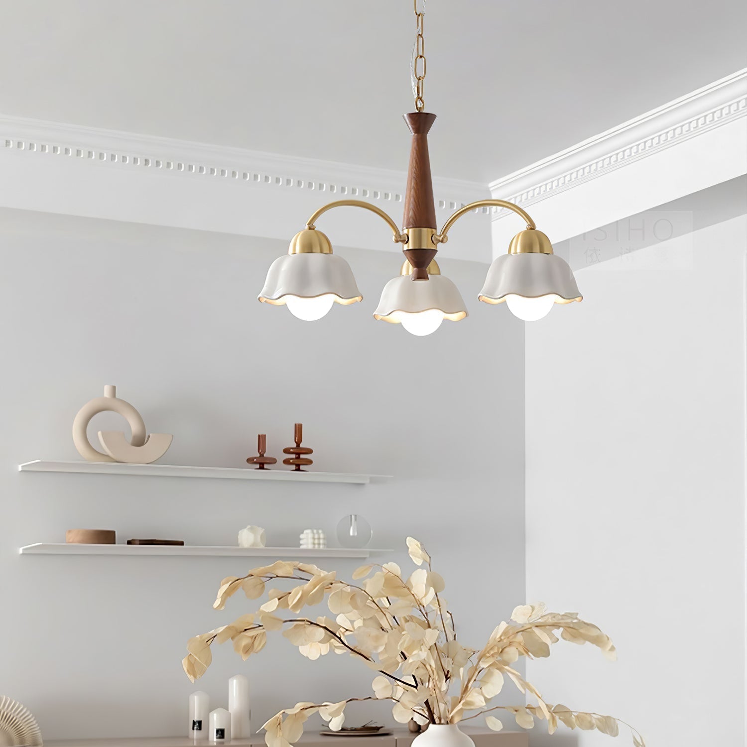 Bellin Lustres Floraux en Bois et Céramique - Neutralighting