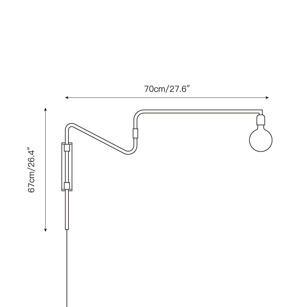 Ersora Modern Minimalist Swing Plug-in Metal Wall Lamp - Lamp Copper