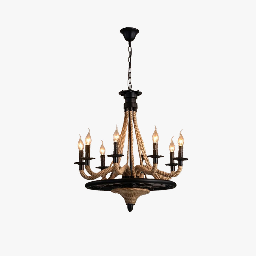Epoch Suspension LED Vintage Métal Noir/Barre de Corde - Neutralighting