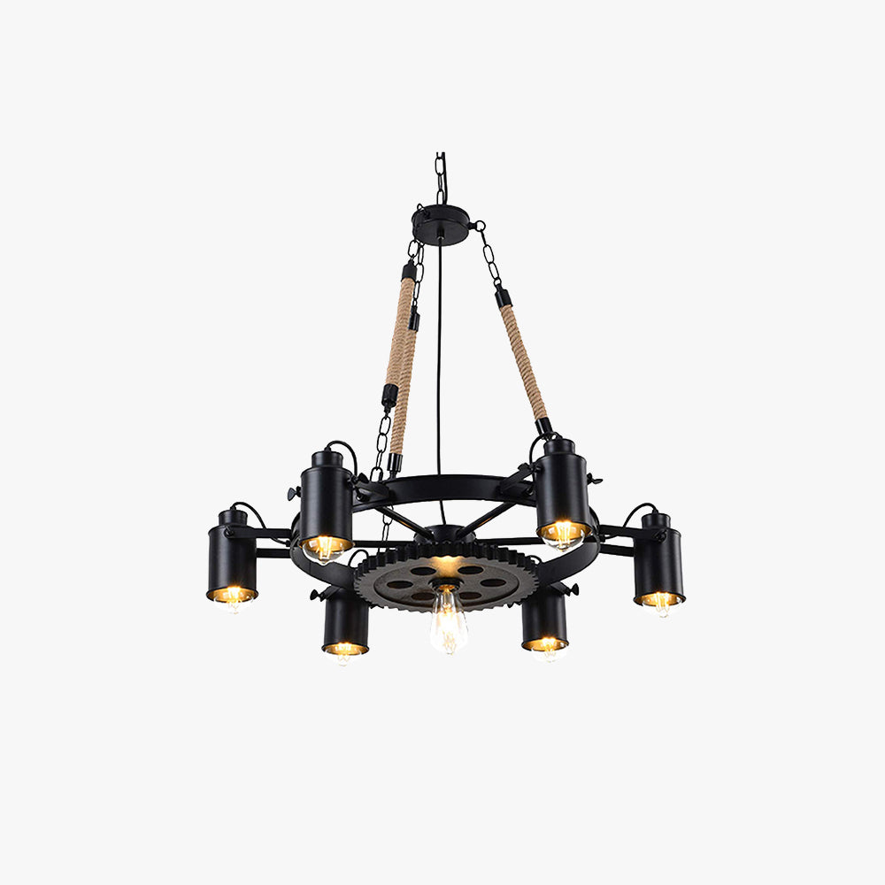 Epoch Suspension LED Industrielle Métal Noir/Corde Café/Bar - Neutralighting