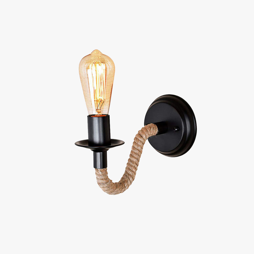 Epoch Applique Murale Moderne Vintage Métal Noir/Corde Couloir