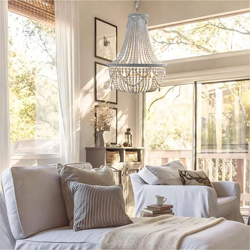 Silva Suspension Irrégulière Vintage Luxe, Métal/Bois, Vieux Blanc, Salon - Neutralighting