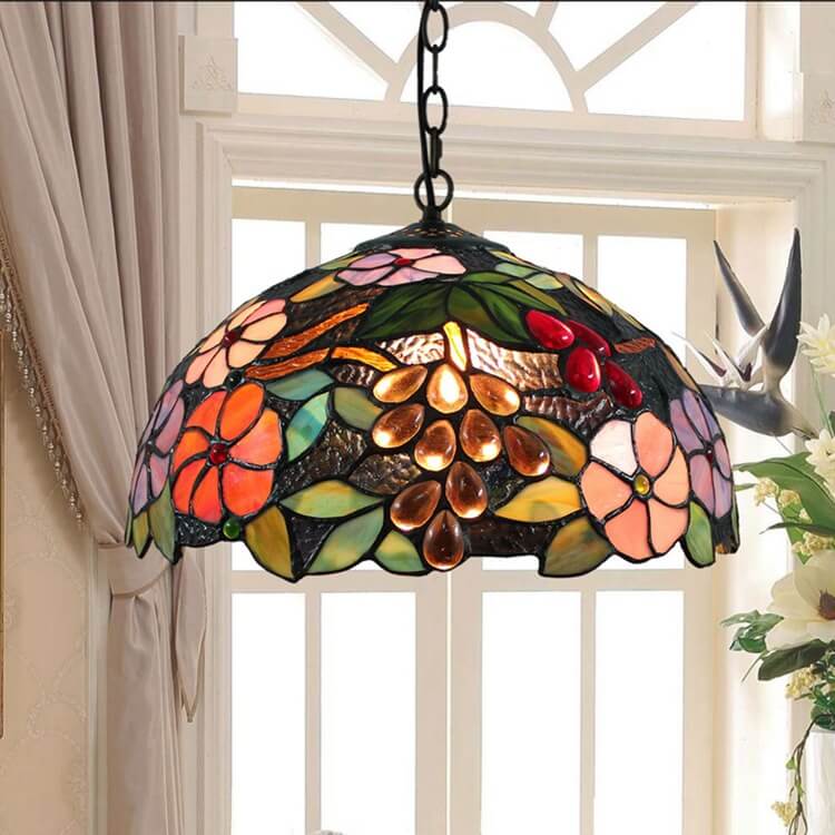 Tiffany Rétro LED Suspension Fleurs Verre Salle À Manger - Neutralighting