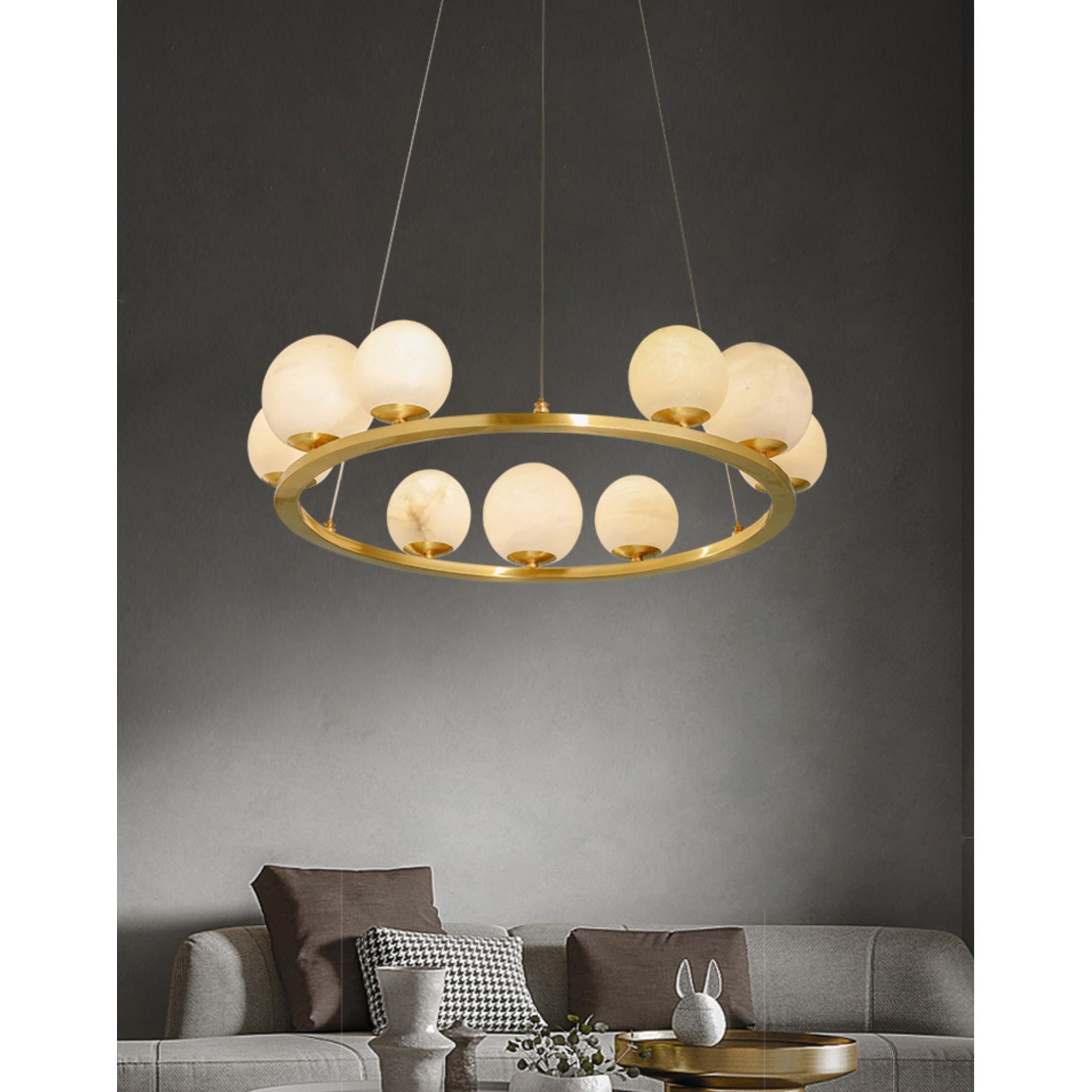 Ulmaran Premium Nordi Art Alabaster Chandelier - Lamp Copper