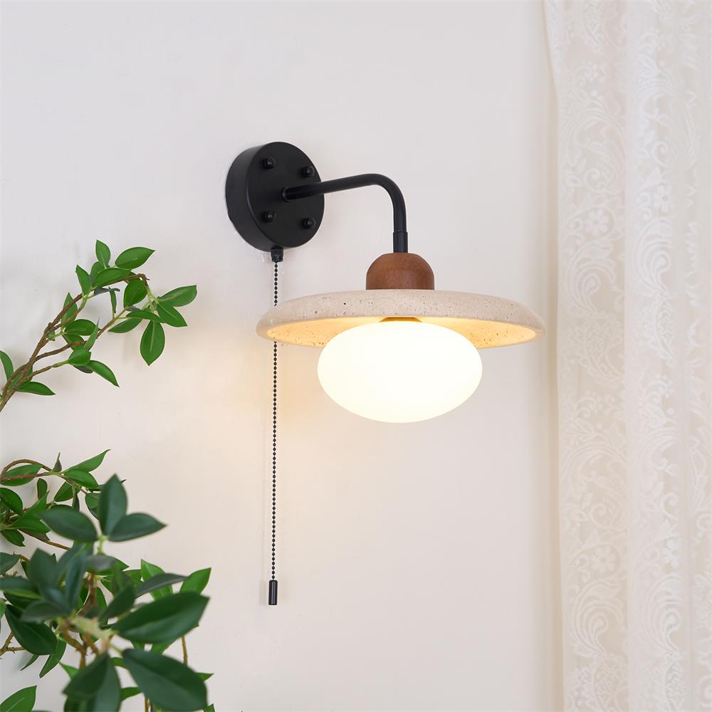 Solaro Applique Murale Travertin Interrupteur à Chaîne - Neutralighting