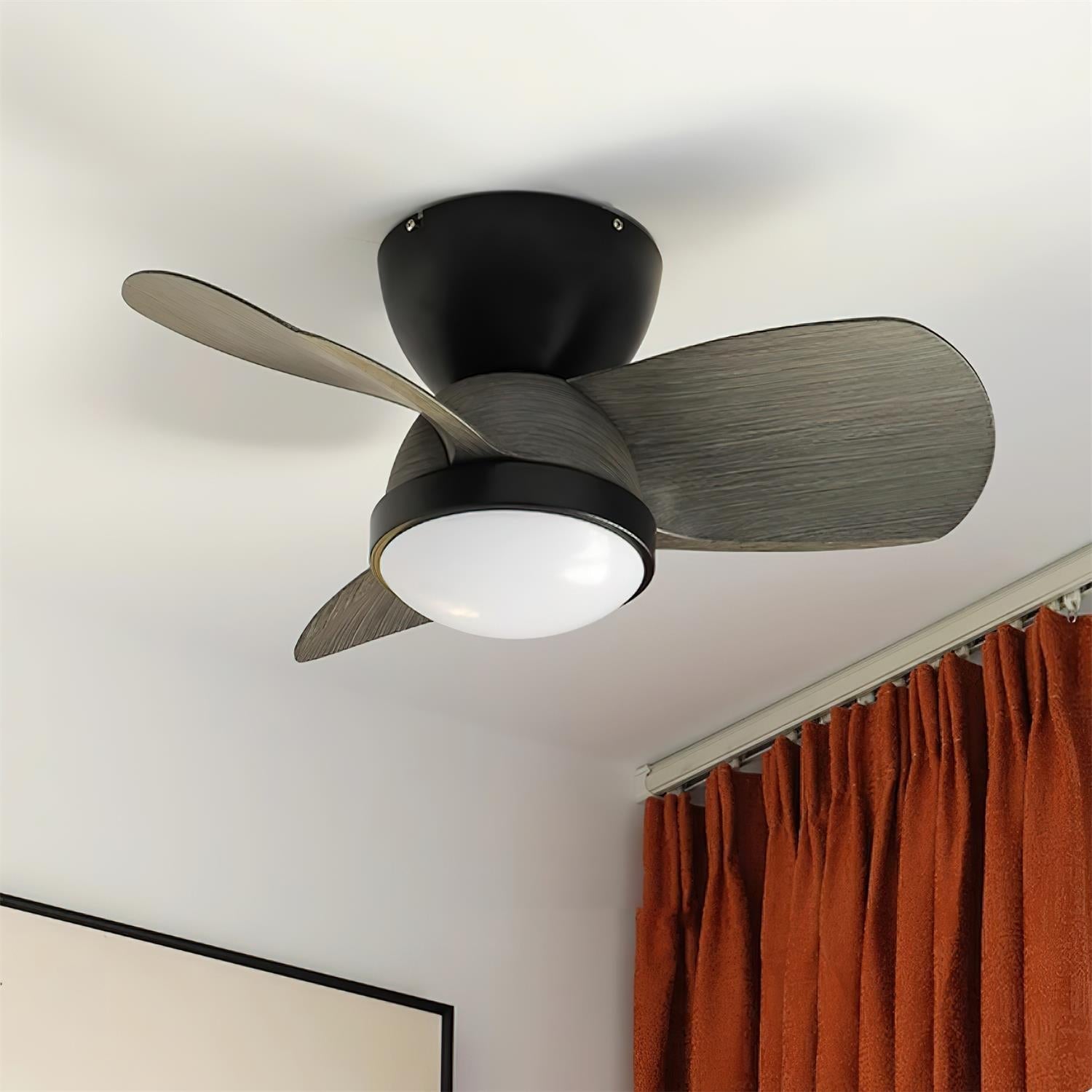 Plafonnier Ventilateur Ventra Moderne en Bois, option de finition corps gris foncé