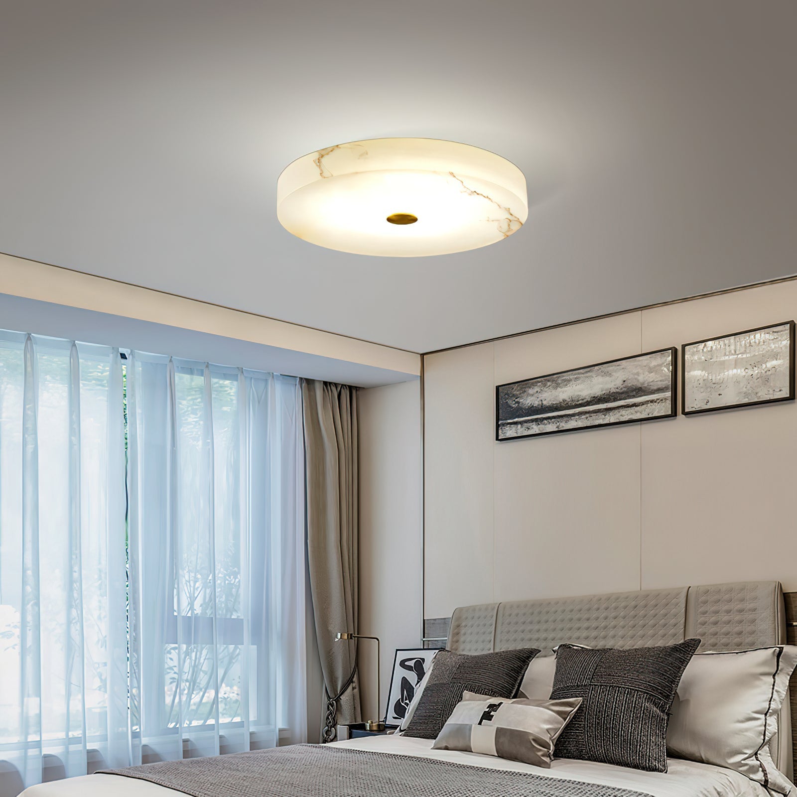 Unorir Modern Minimalist Alabaster Ceiling Light - Lamp Copper
