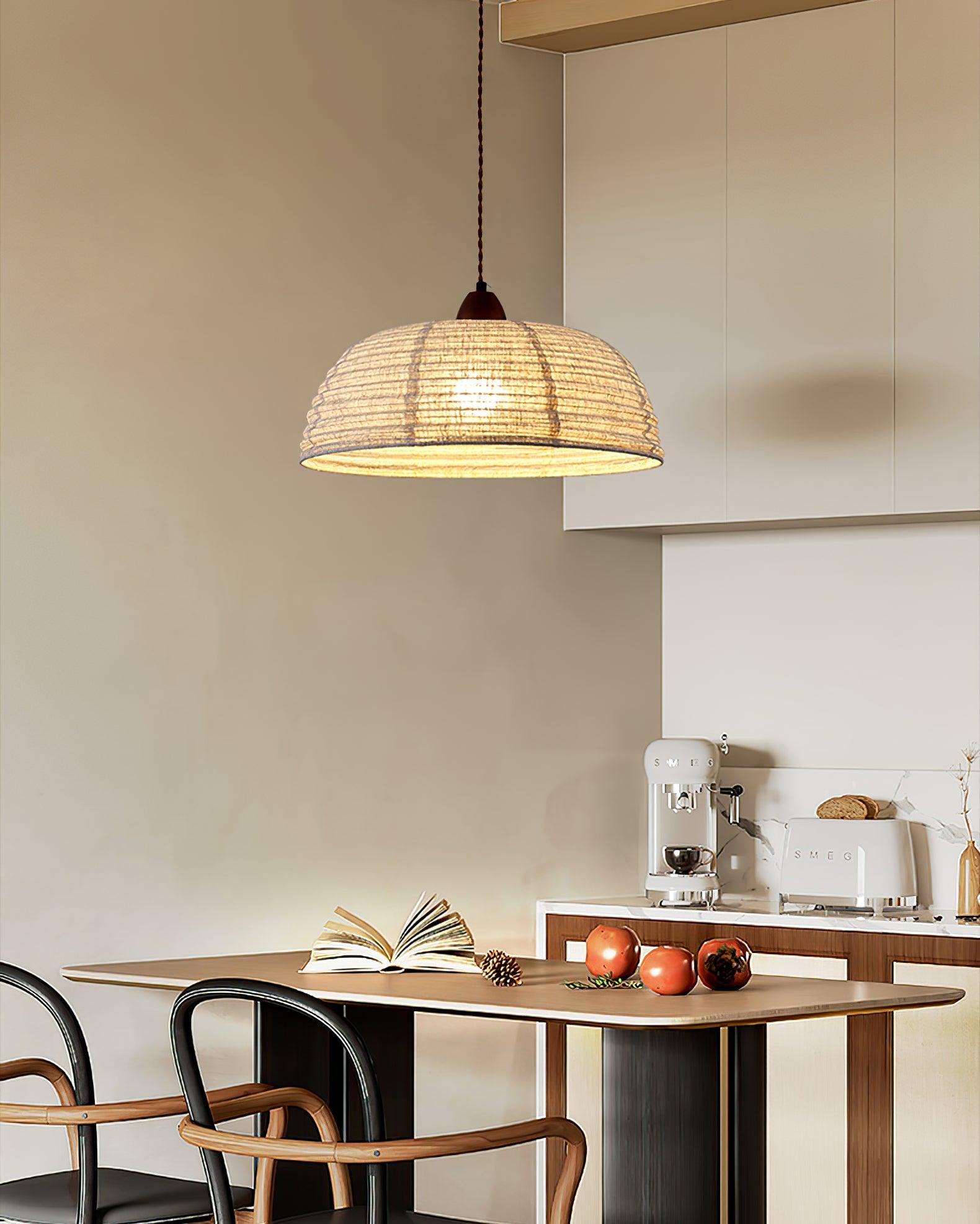 Evano Lustra Lampe Suspendue Dôme Tissé Élégante - Neutralighting
