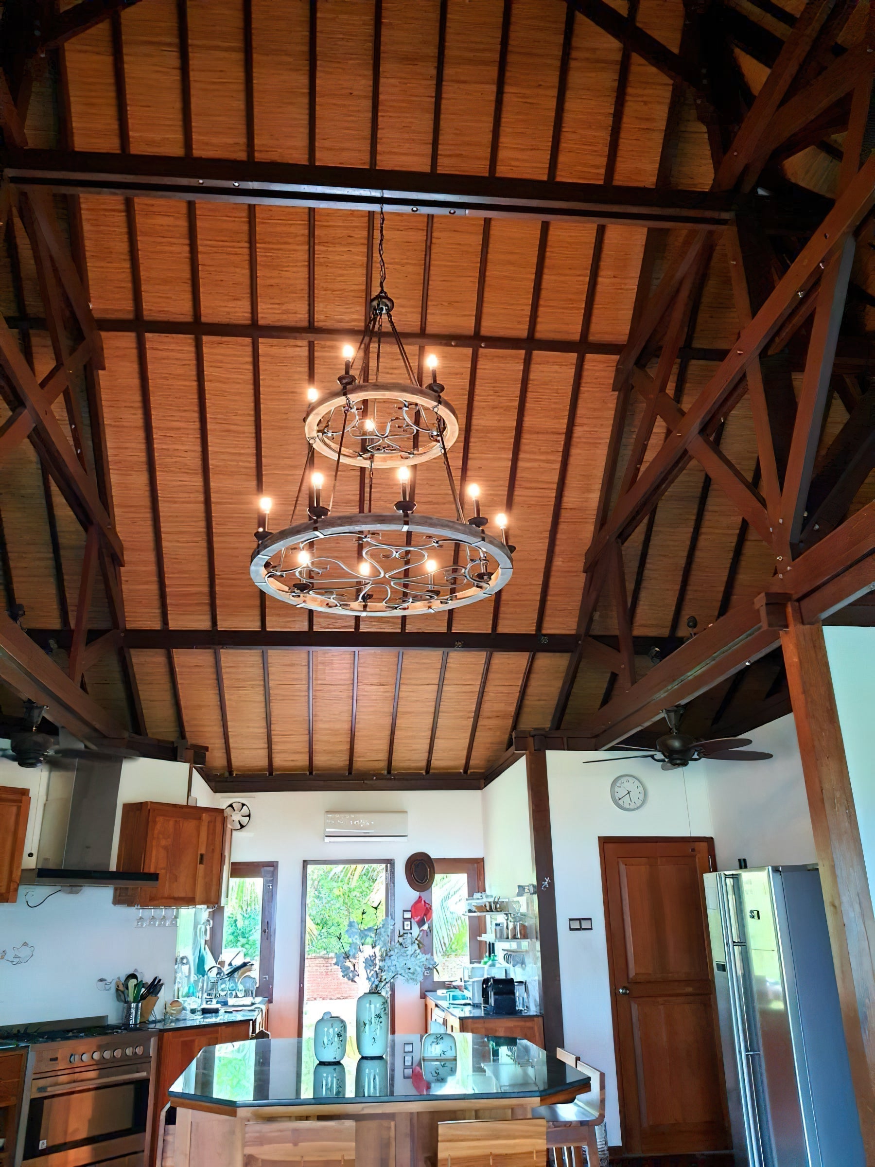 Evtalen Vintage Industrial Wooden Metal Chandelier - Lamp Copper