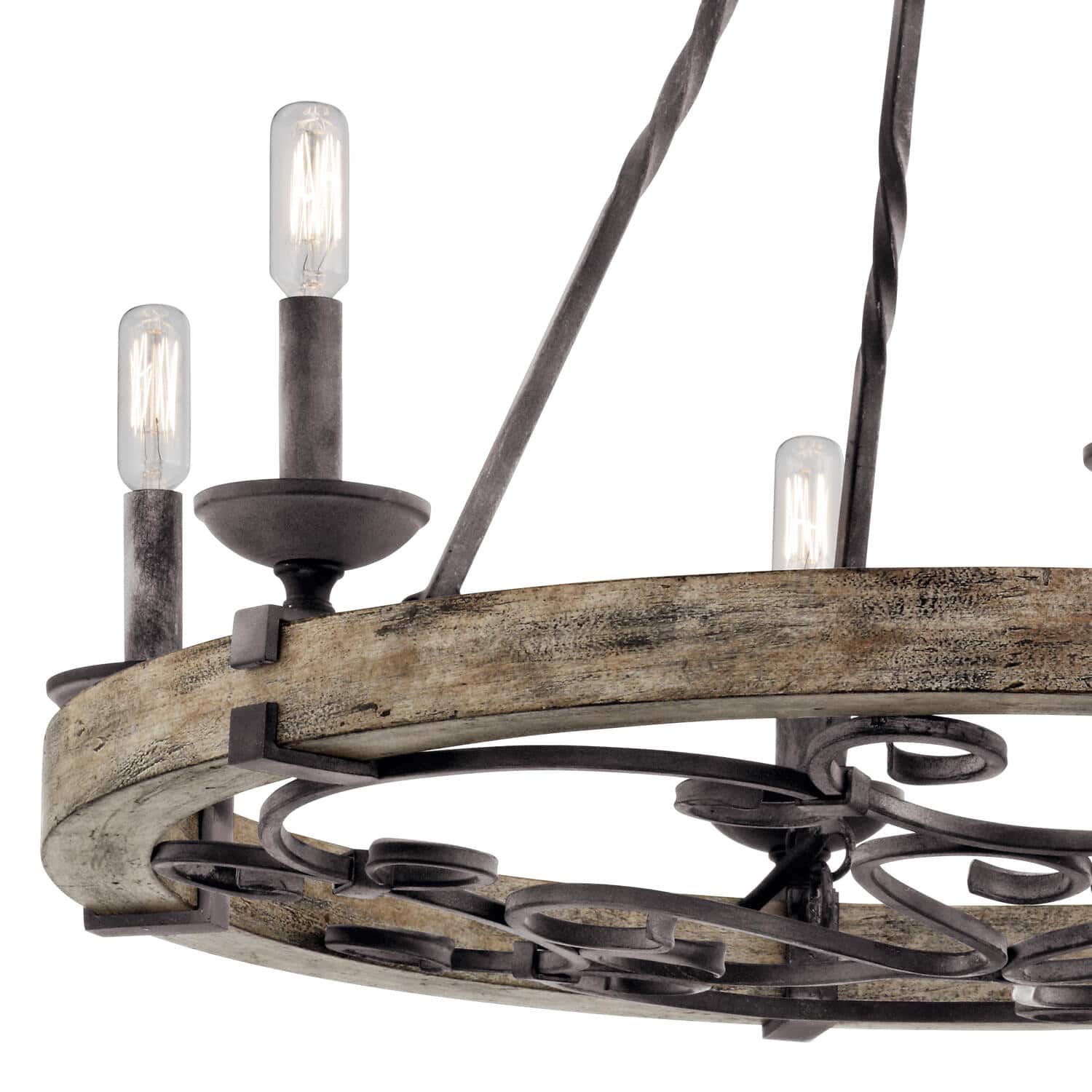 Evtalen Vintage Industrial Wooden Metal Chandelier - Lamp Copper