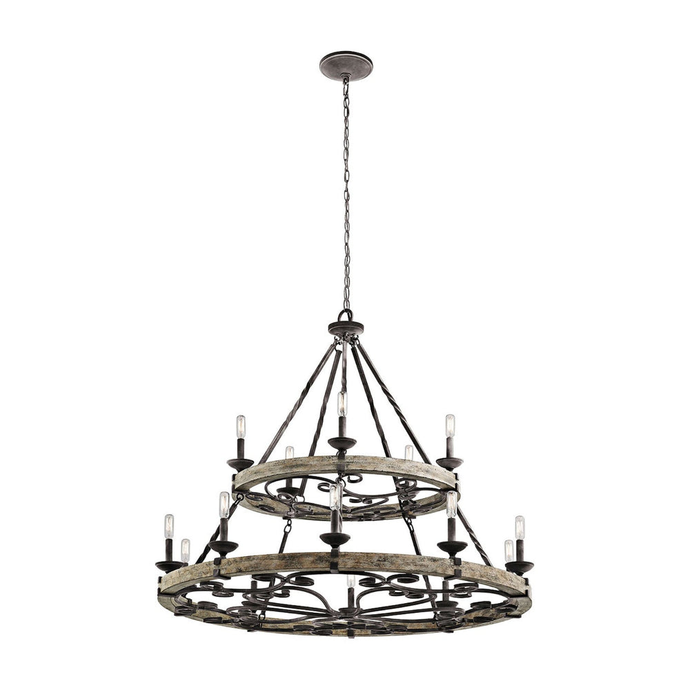 Evtalen Vintage Industrial Wooden Metal Chandelier - Lamp Copper