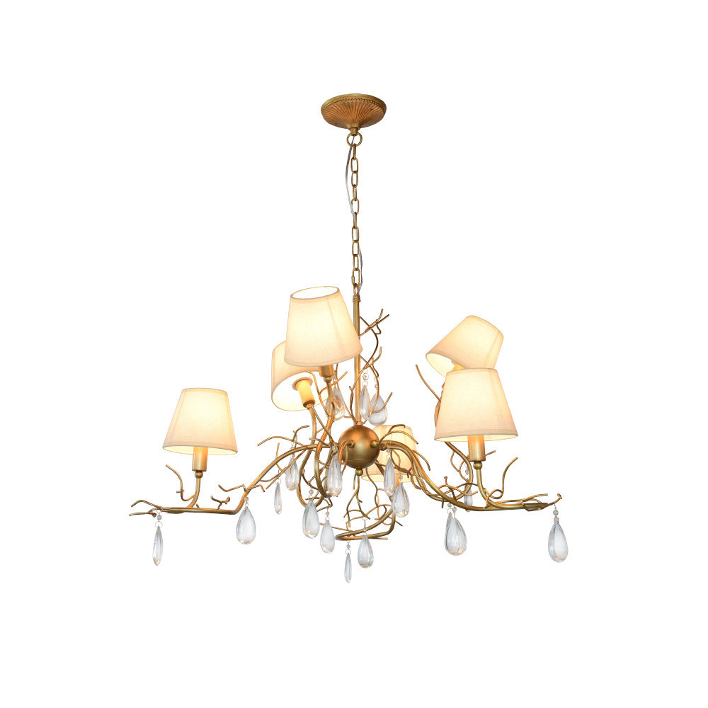 Olsolan Postmodern Luxury Fabric Crystal Chandelier - Lamp Copper