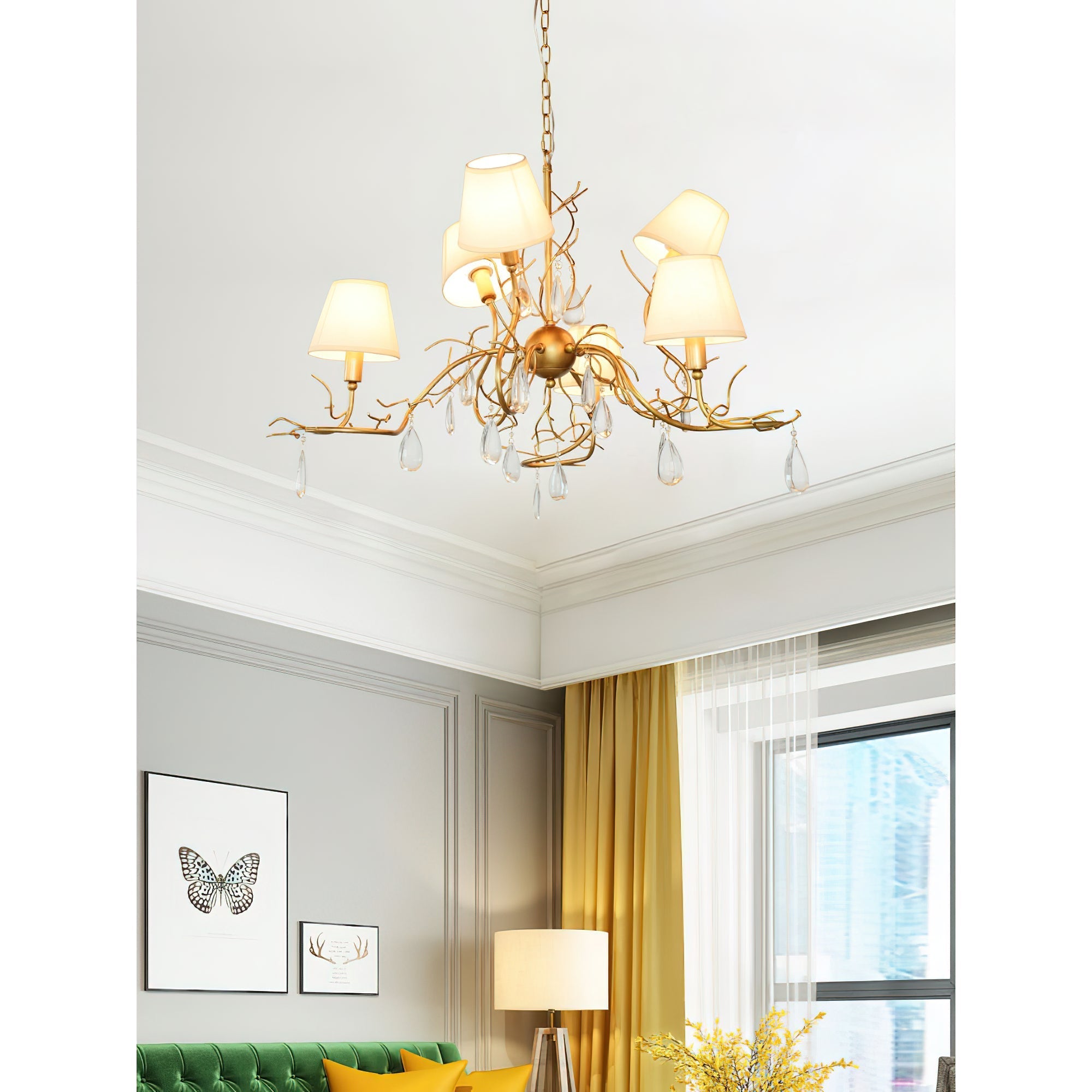 Olsolan Postmodern Luxury Fabric Crystal Chandelier - Lamp Copper