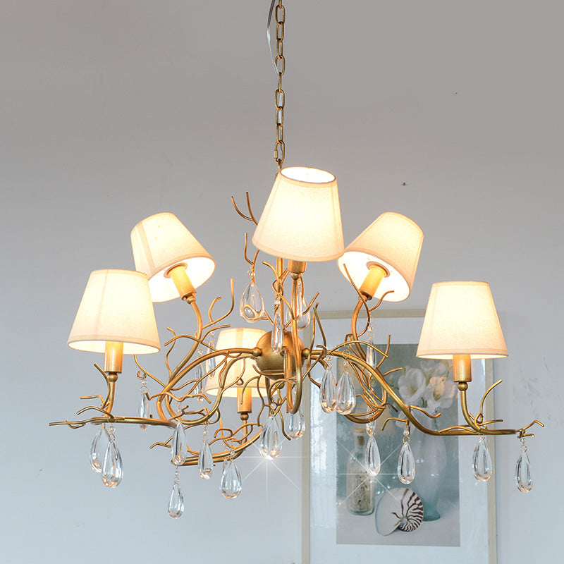 Olsolan Postmodern Luxury Fabric Crystal Chandelier - Lamp Copper