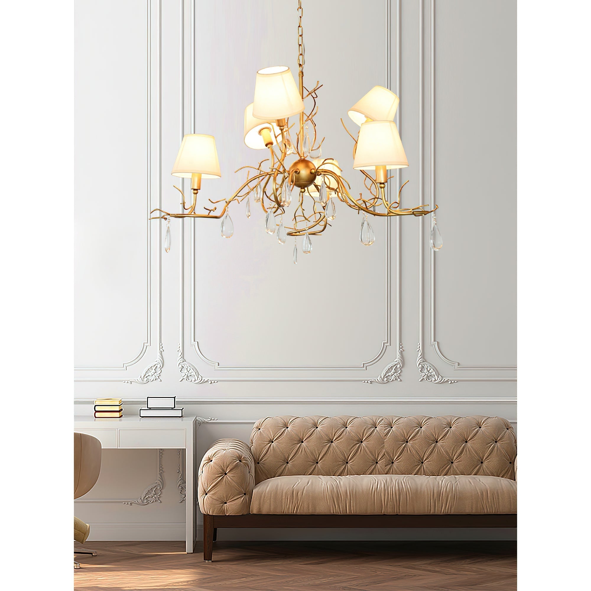 Olsolan Postmodern Luxury Fabric Crystal Chandelier - Lamp Copper