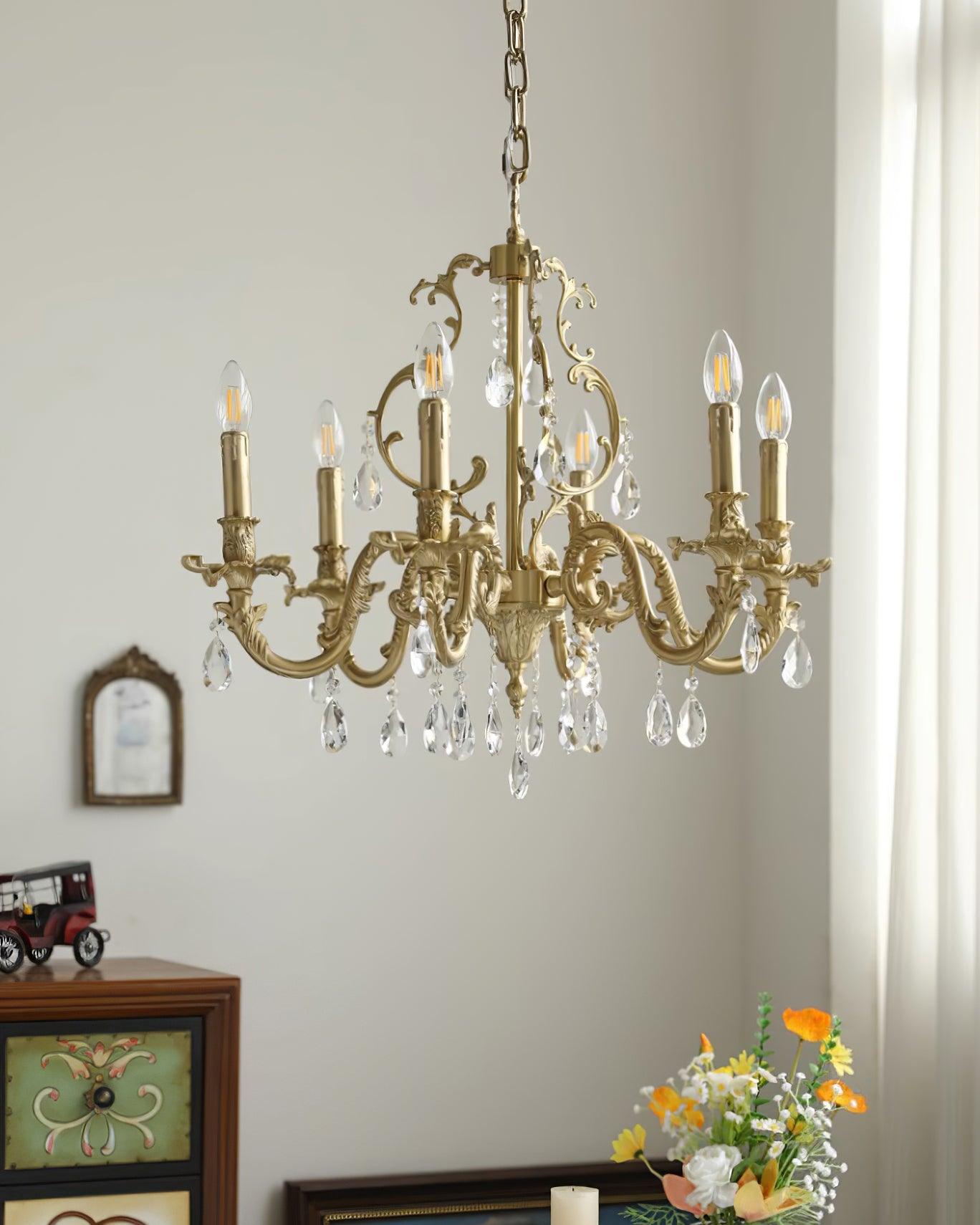 Elvion Lustre Classique en Laiton et Cristal - Neutralighting