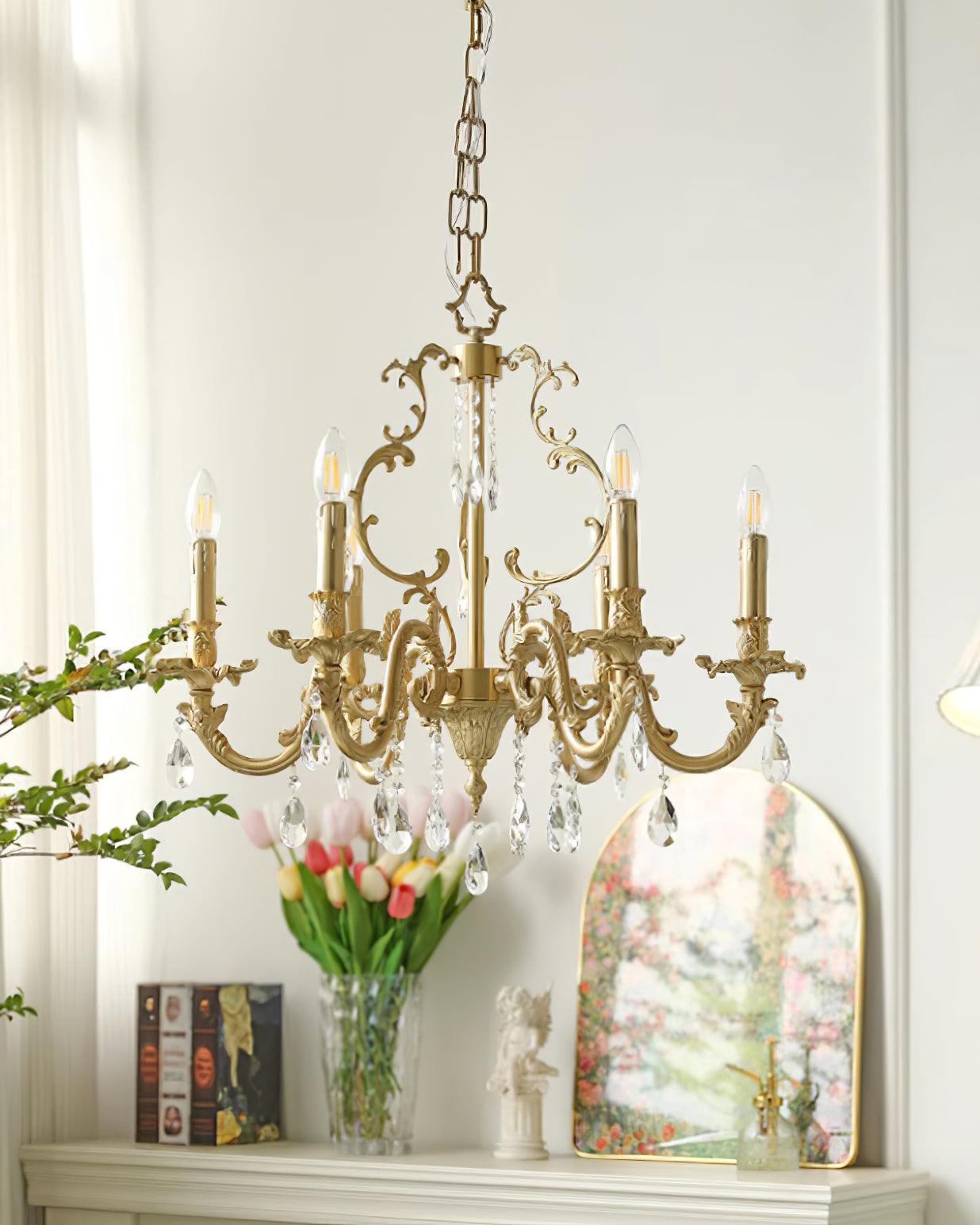 Elvion Lustre Classique en Laiton et Cristal - Neutralighting
