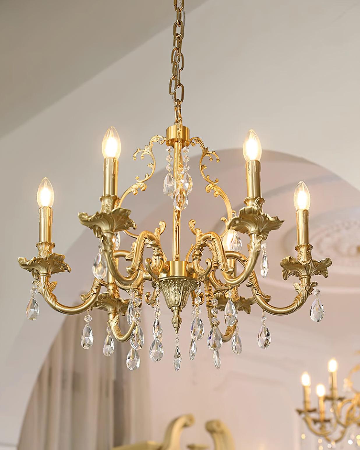 Elvion Lustre Classique en Laiton et Cristal - Neutralighting