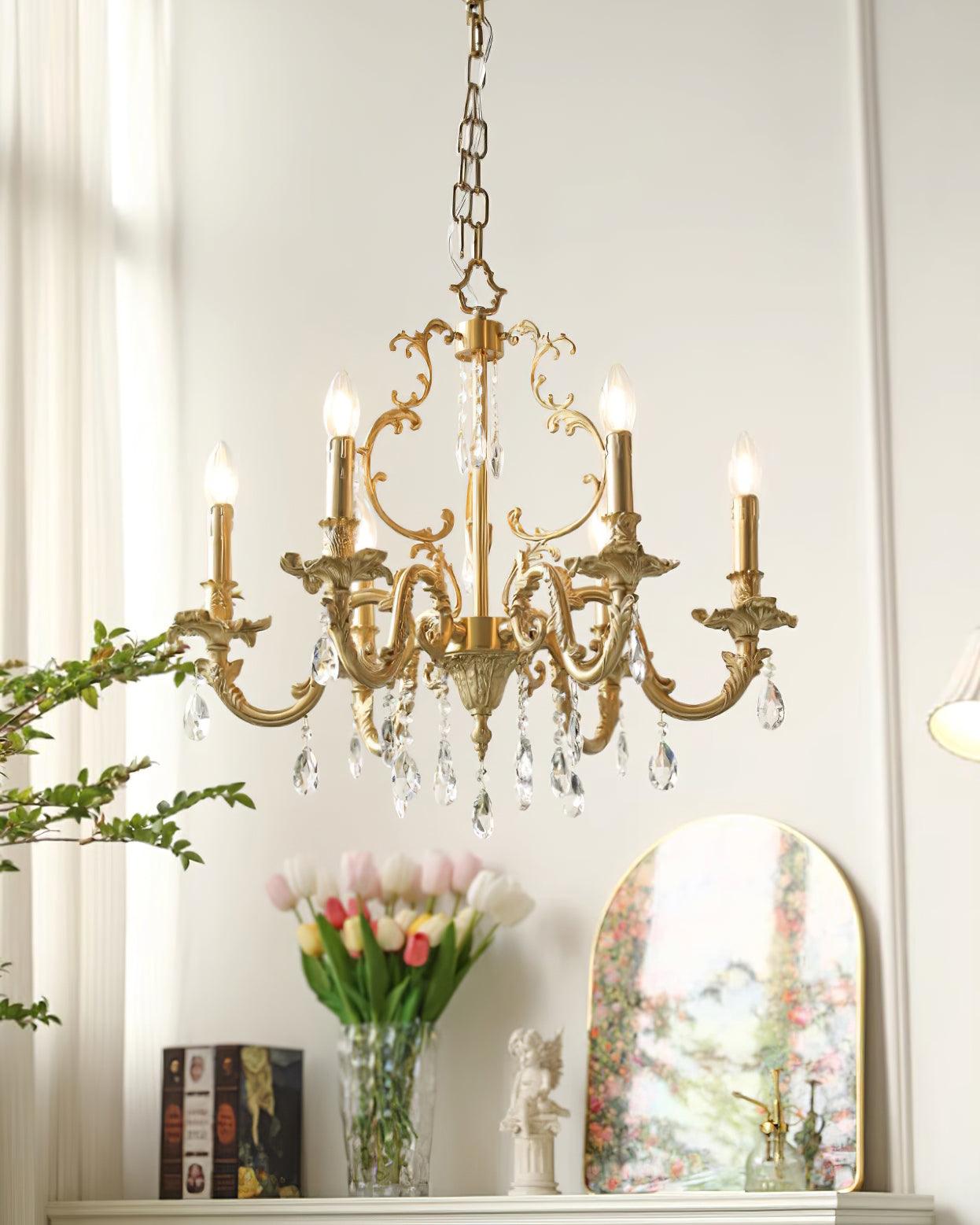 Elvion Lustre Classique en Laiton et Cristal - Neutralighting