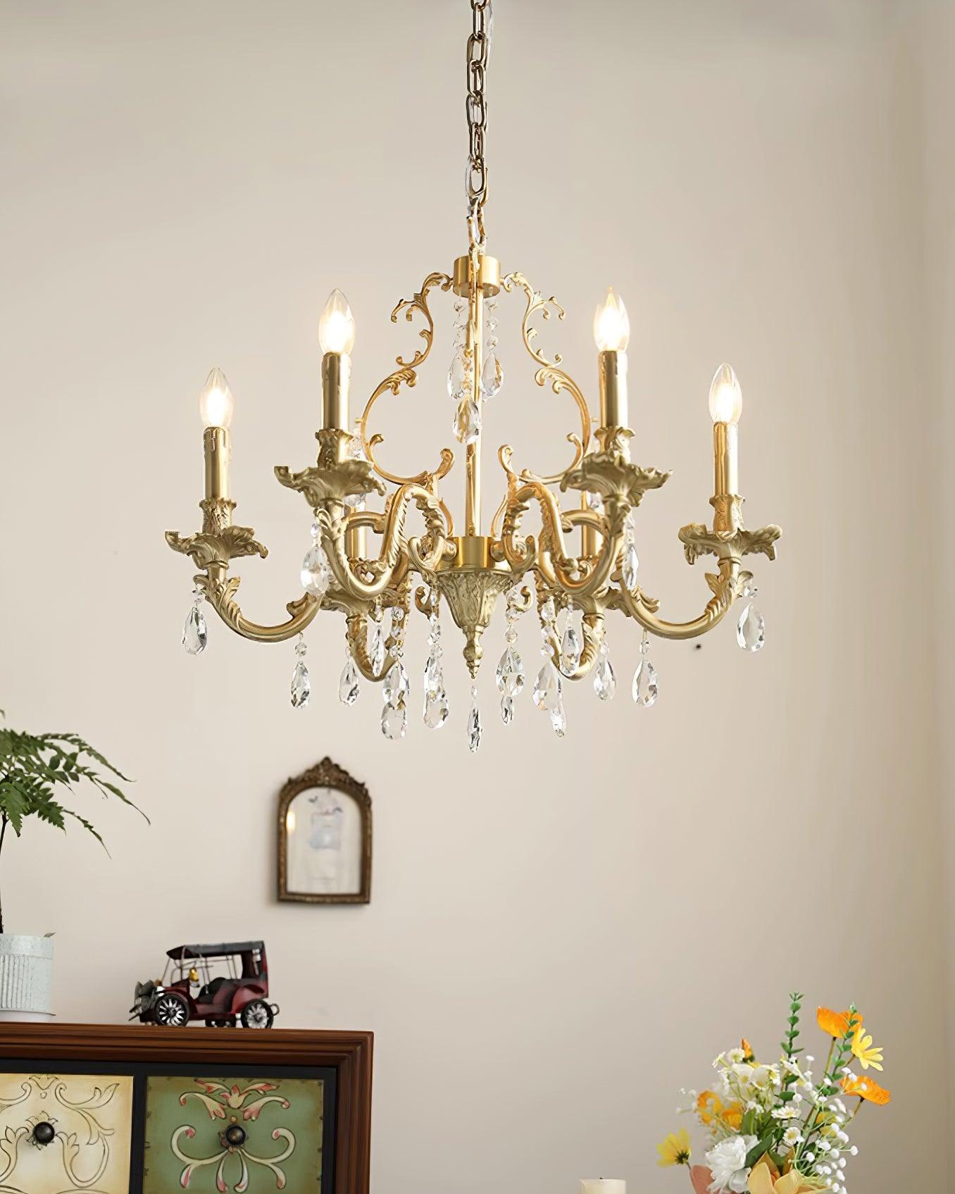 Elvion Lustre Classique en Laiton et Cristal - Neutralighting