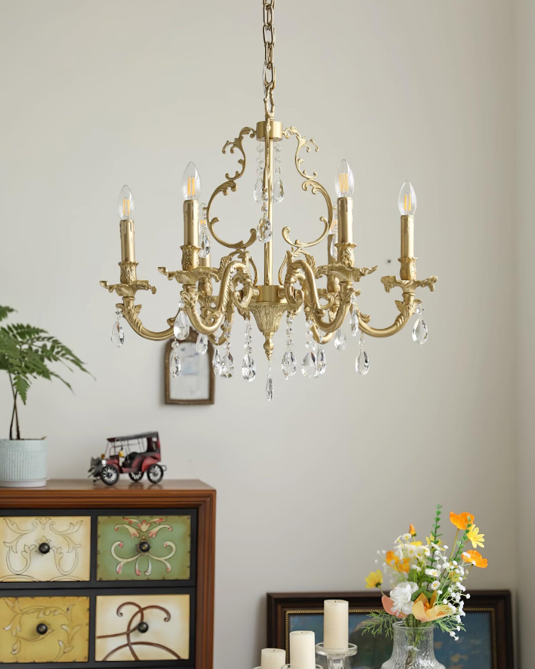 Elvion Lustre Classique en Laiton et Cristal - Neutralighting